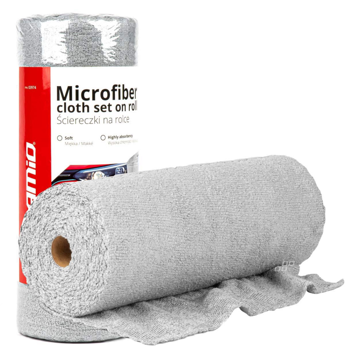 Microfiber cloths in a roll 30×30 cm, 120 gsm, 50 pcs. AMIO-03974