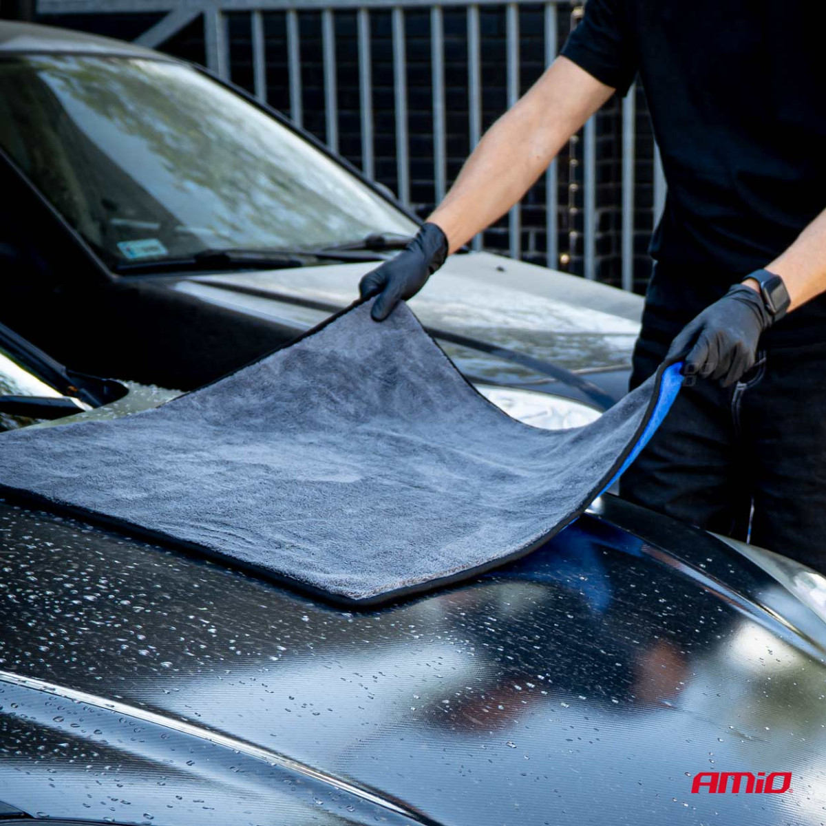 Microfiber car drying towel, 800 GSM, 60 × 90 cm AMIO-04488