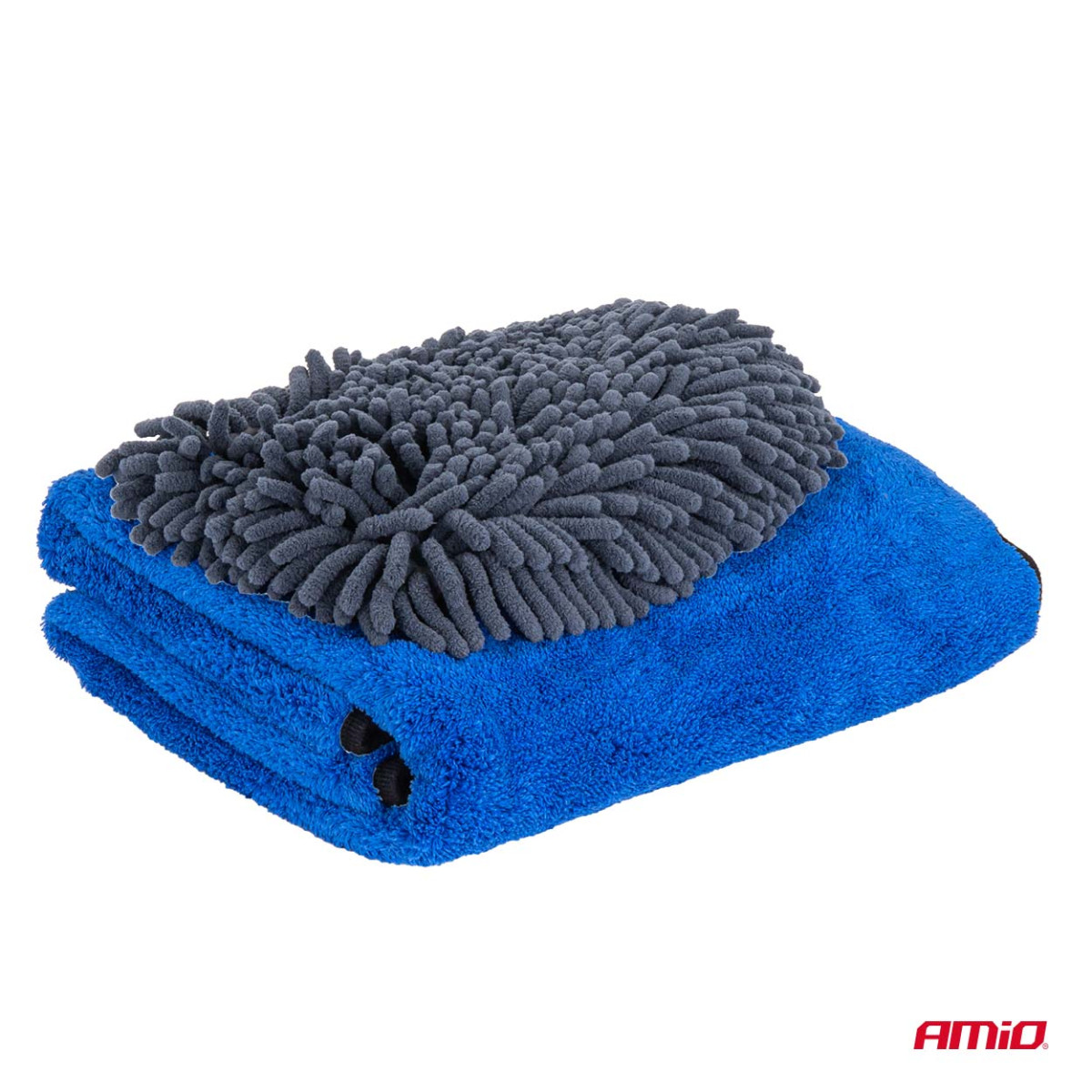 Microfiber car wash mitt and drying towel 94 / 800 GSM, 20×26 cm / 60×90 cm – AMIO-04489
