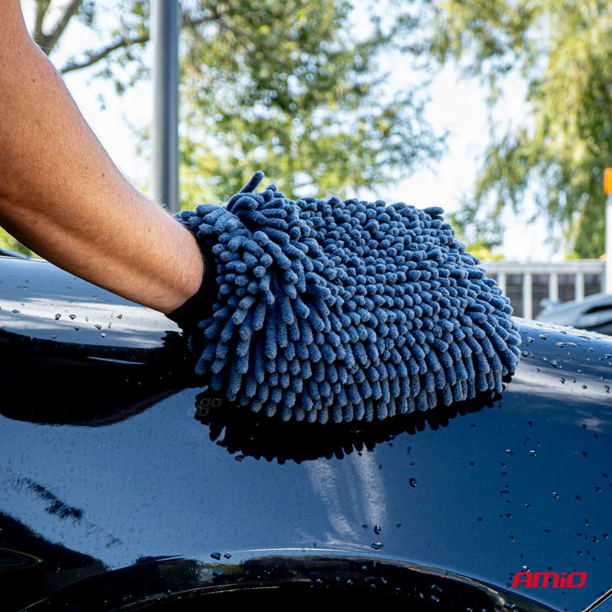 Microfiber car wash mitt and drying towel 94 / 800 GSM, 20×26 cm / 60×90 cm – AMIO-04489