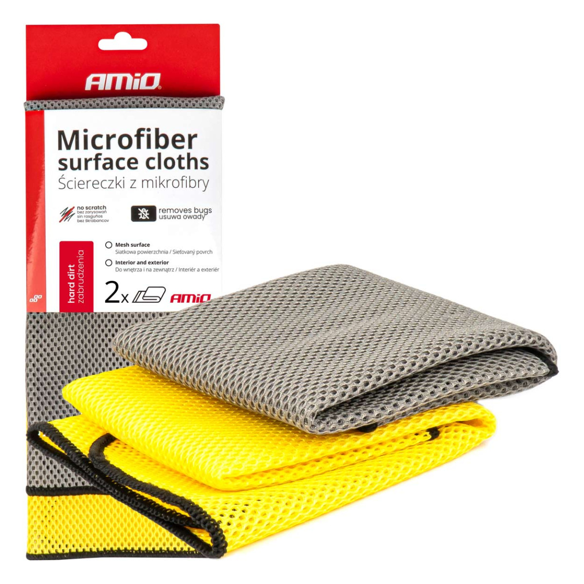 Microfiber cloth 40×40 cm, 280 gsm, 2 pcs. AMIO-03977