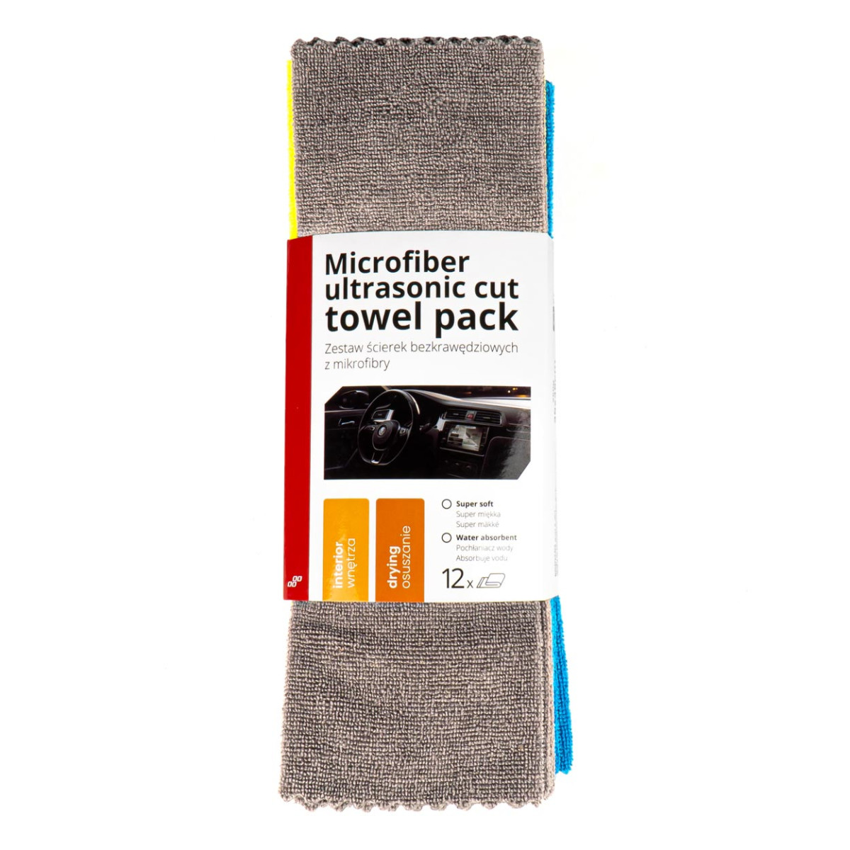 Microfiber cloth set, soft, 35 × 35 cm, 250 gsm, 12 pcs. AMIO-03971