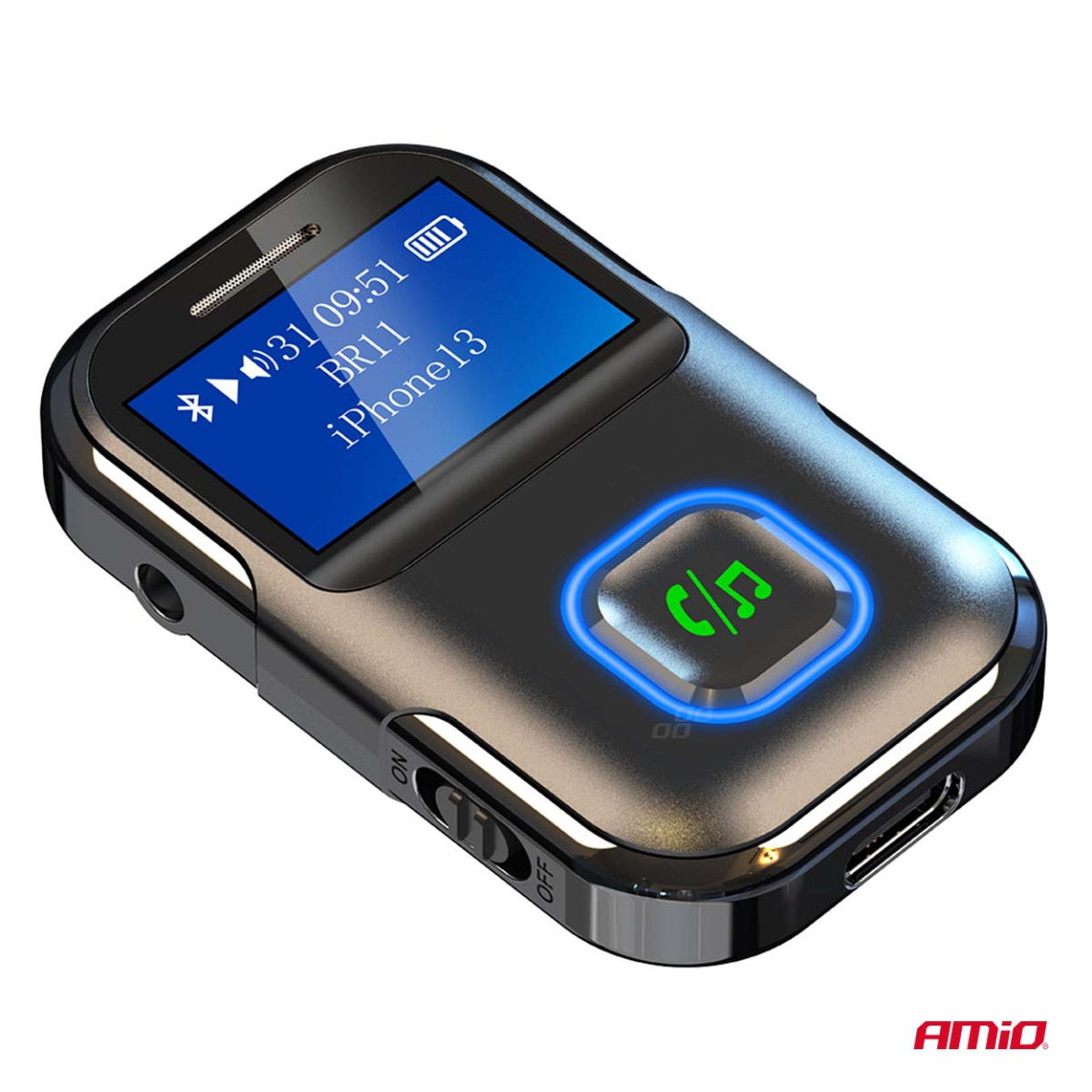 Mini jack Bluetooth receiver-transmitter with LCD AMIO-04659
