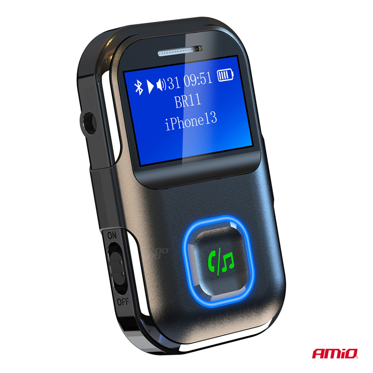 Mini jack Bluetooth receiver-transmitter with LCD AMIO-04659