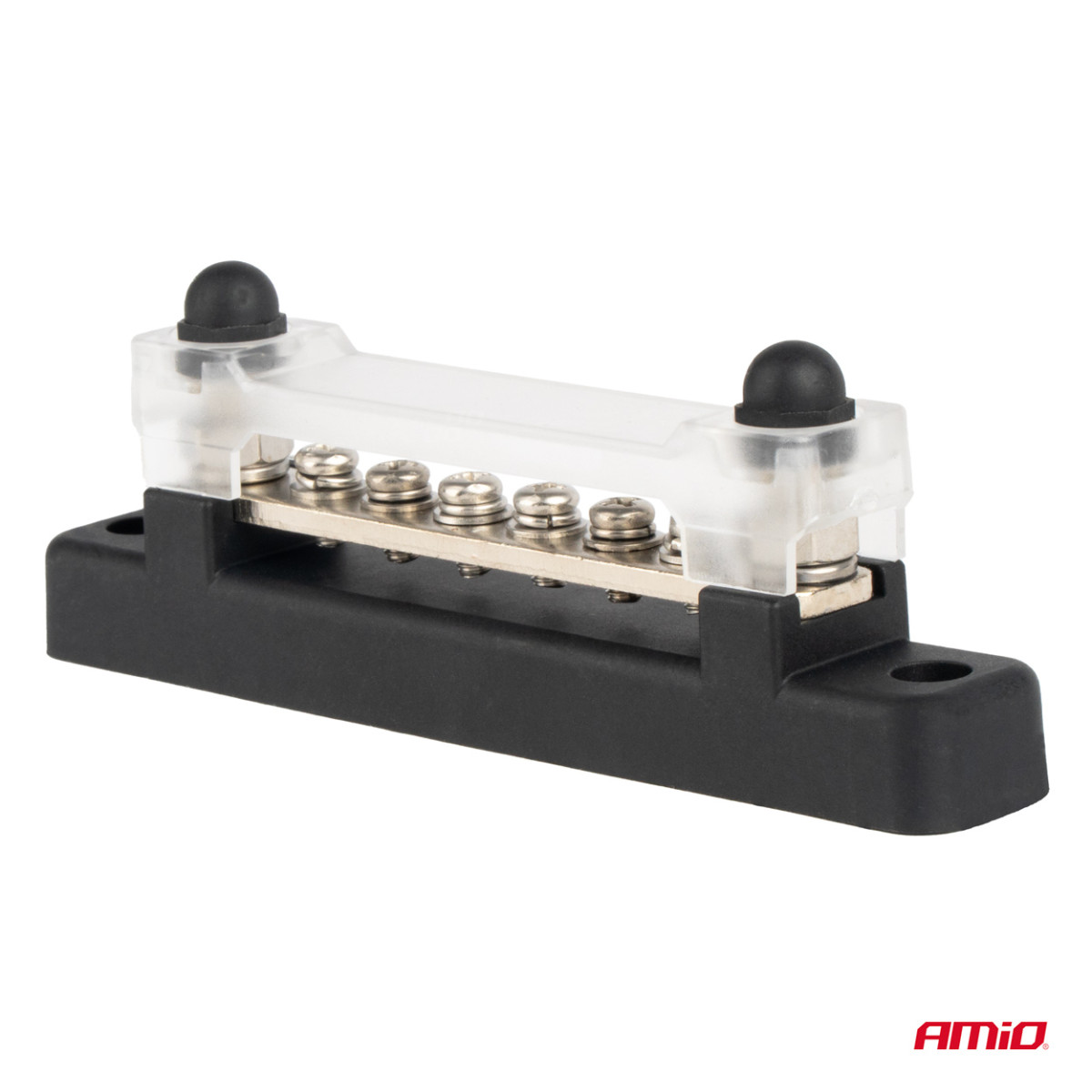 Negative pole power distribution block with 6 M6 screws, Bus Bar 12/24/48V 150A, AMIO-03809