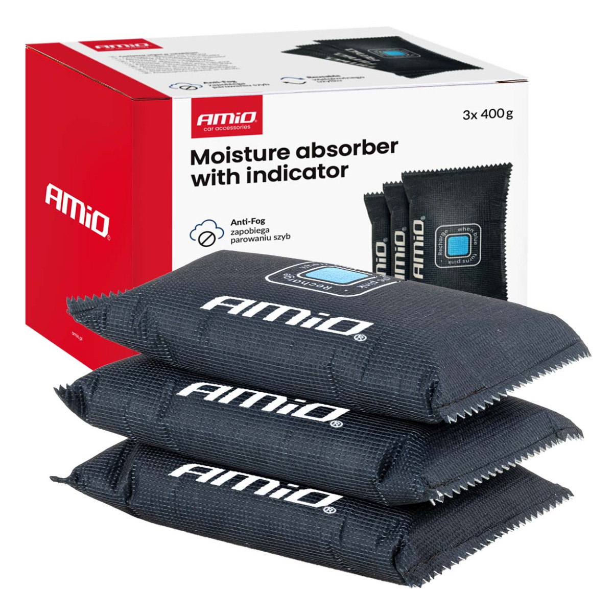Car moisture absorber with indicator, 3 × 400 g AMIO-04878