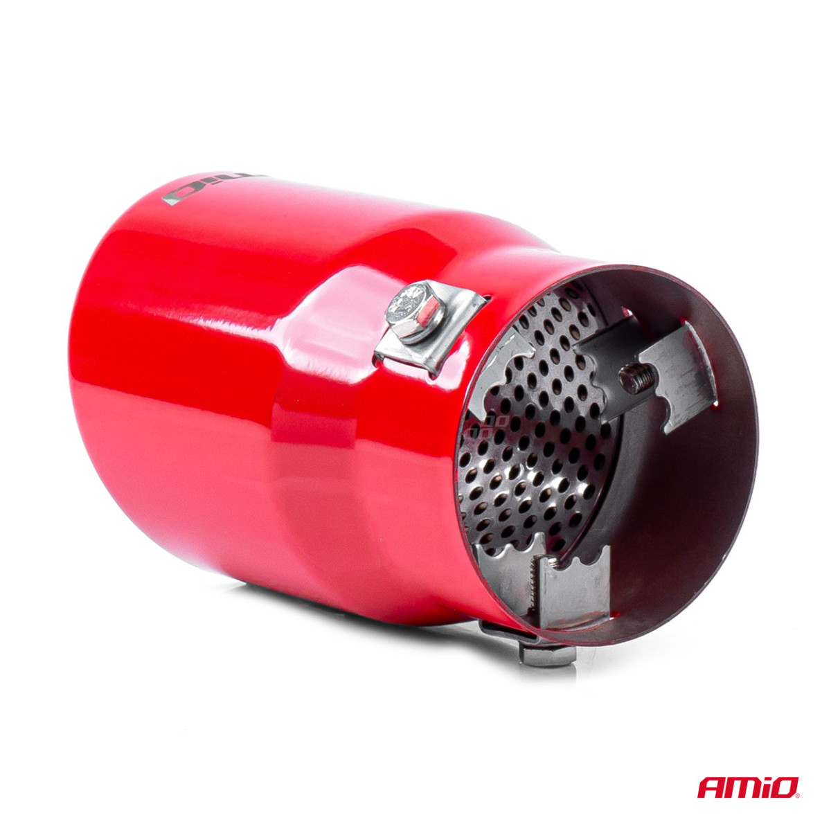 Muffler tip 43-62 mm, stainless steel, red AMiO-03168