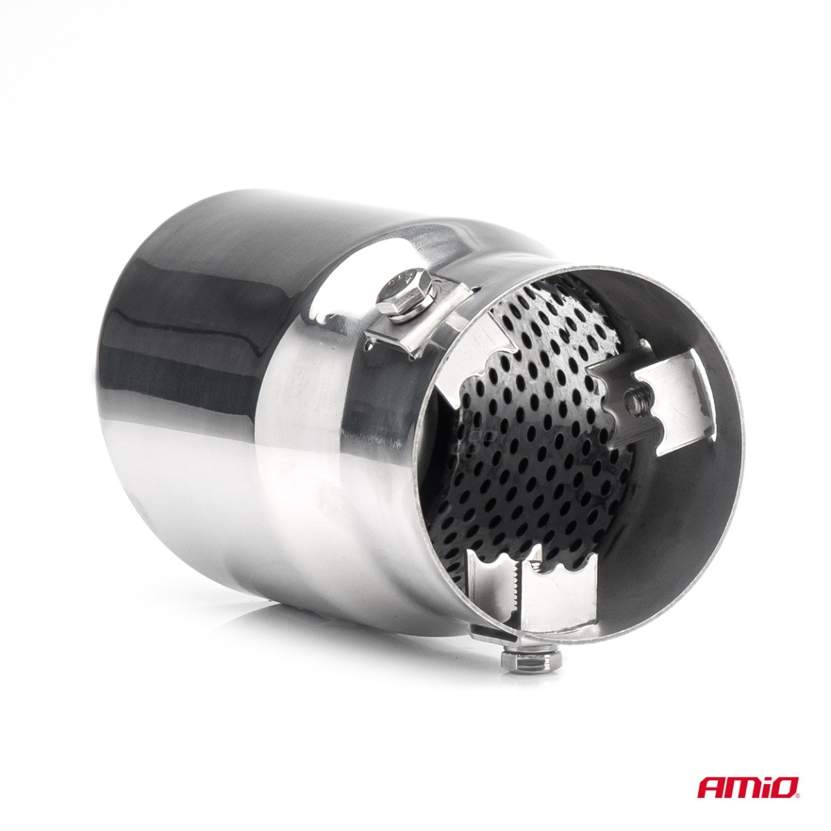 Muffler tip 43-62 mm, stainless steel, chrome plated, AMIO-02348