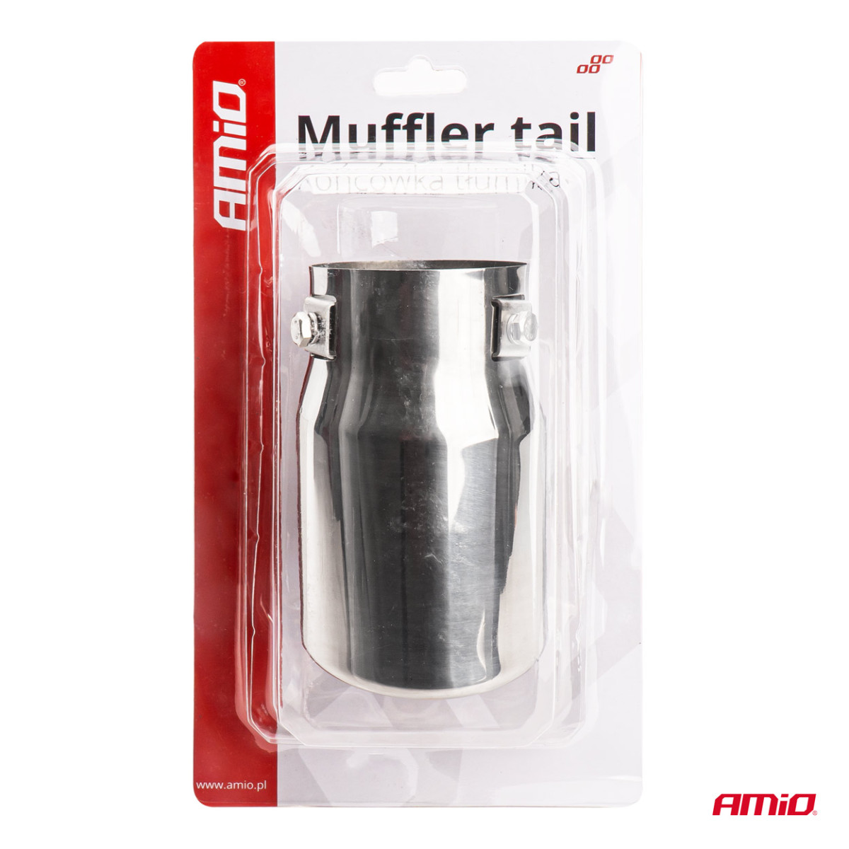 Muffler tip 43-62 mm, stainless steel, chrome plated, AMIO-02348