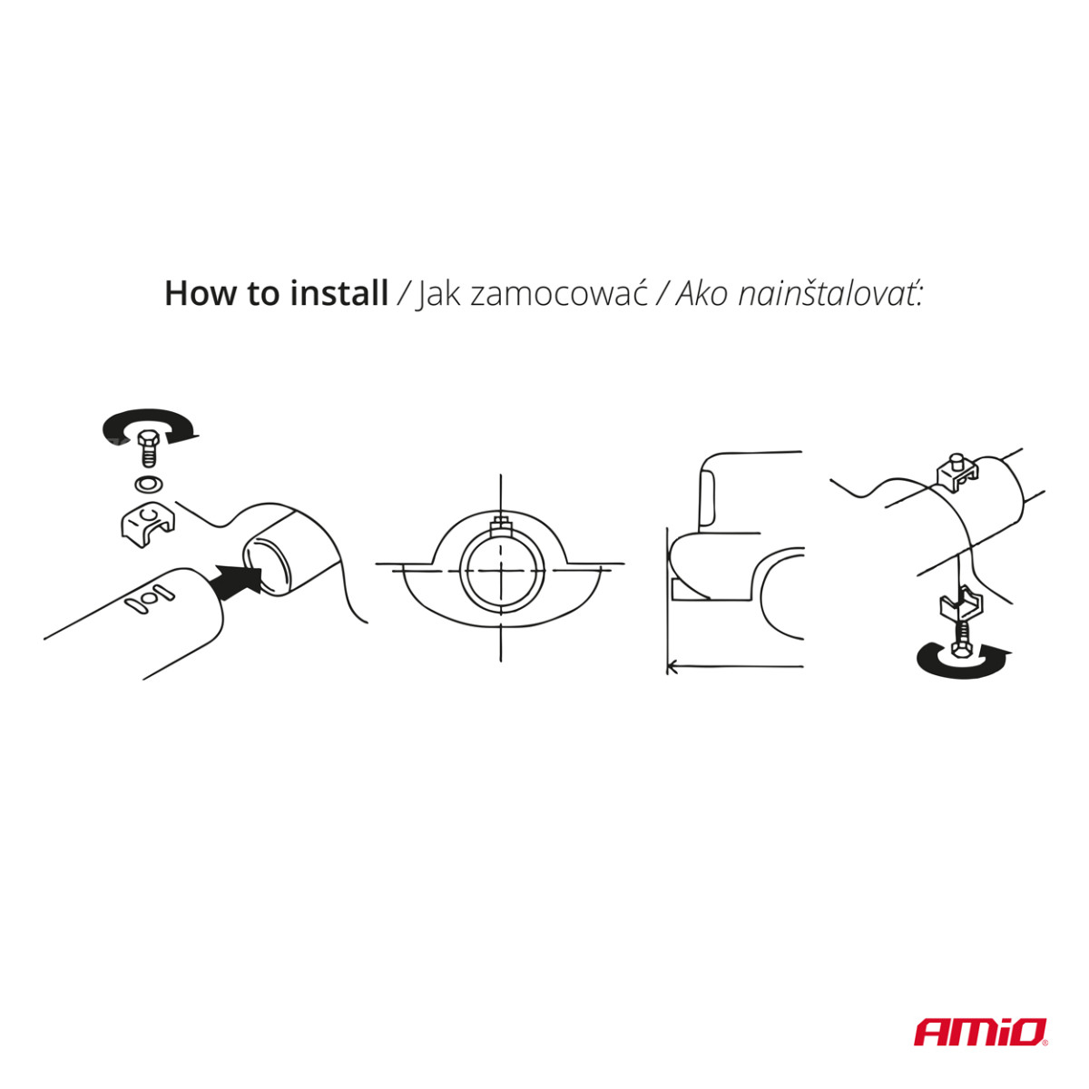 Muffler tip 37-54 mm, stainless steel, chrome plated, AMIO-02349