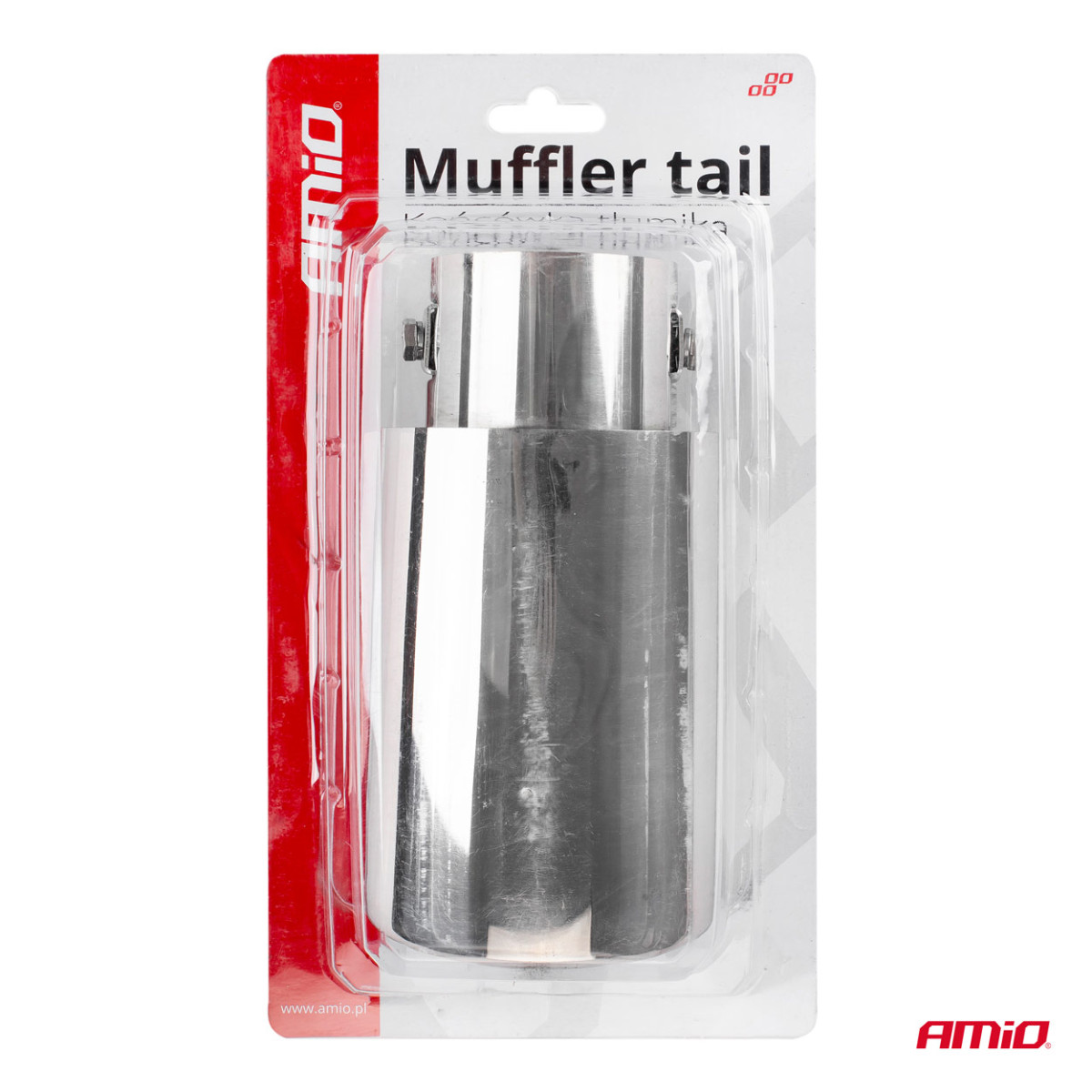 Muffler tip 37-54 mm, stainless steel, chrome plated, AMIO-02349