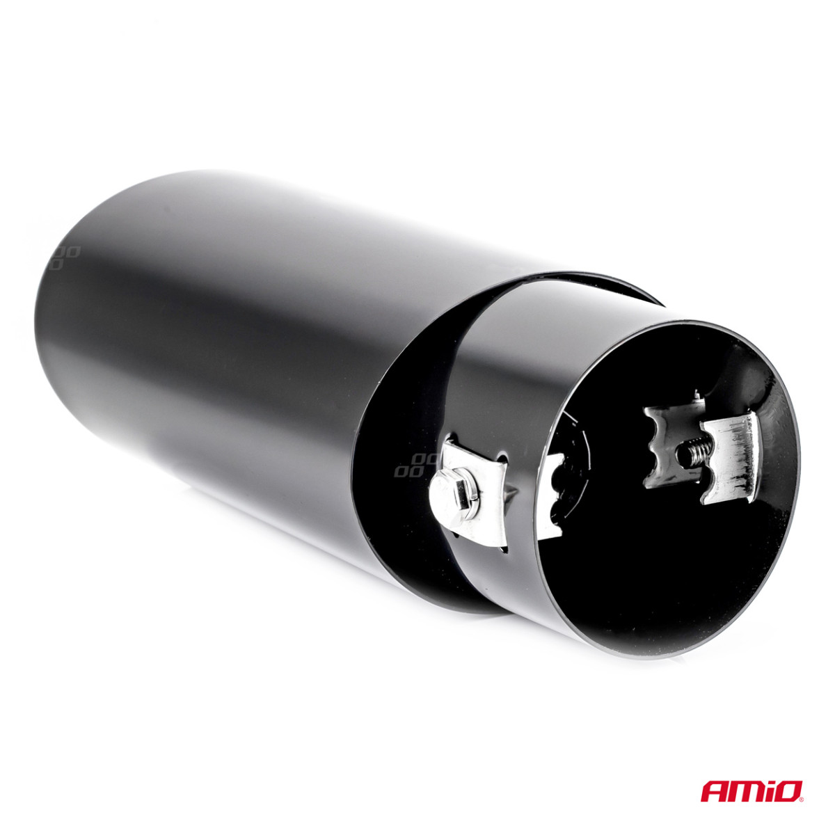 Muffler tip 37–54 mm, stainless steel, black, AMIO-02351