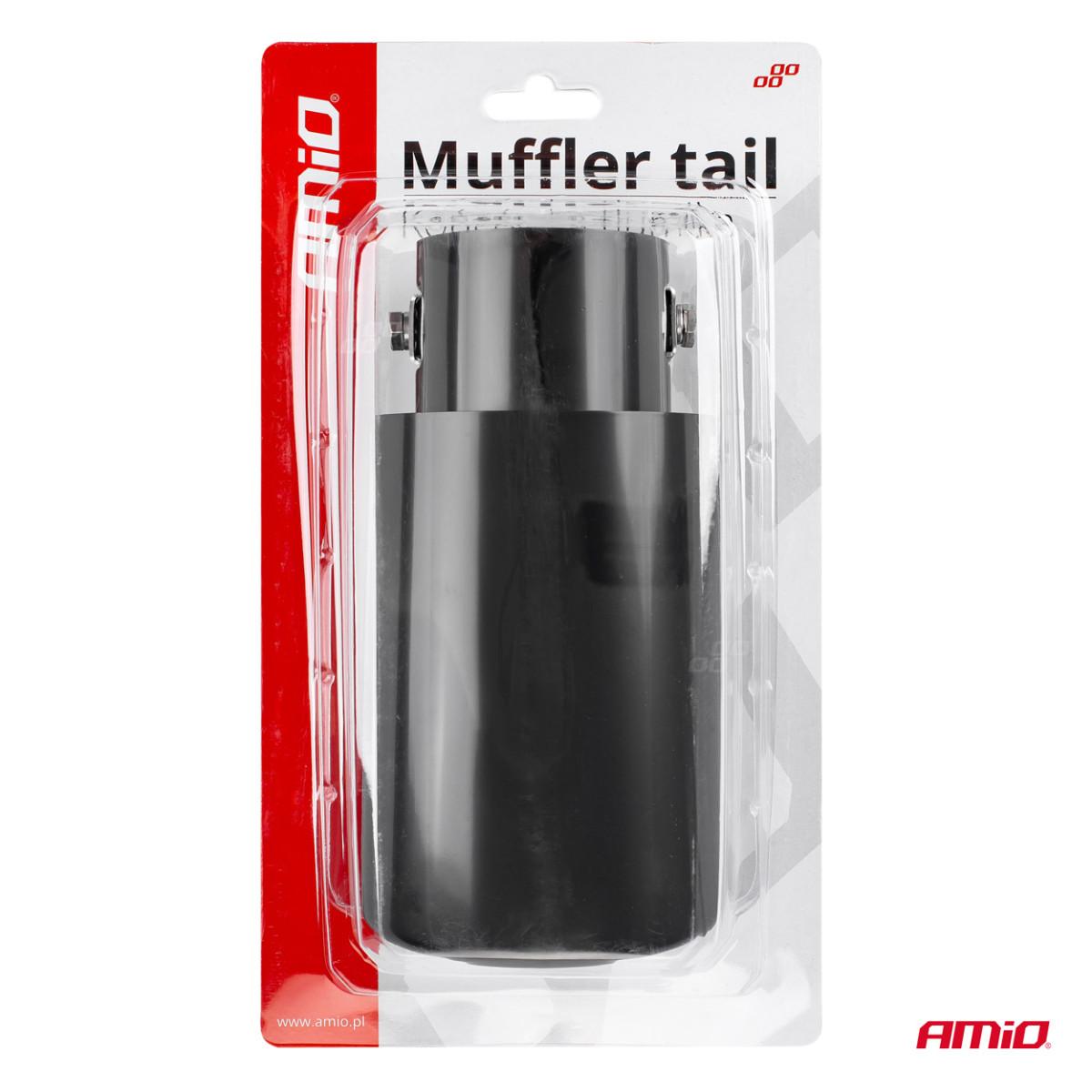 Muffler tip 37–54 mm, stainless steel, black, AMIO-02351