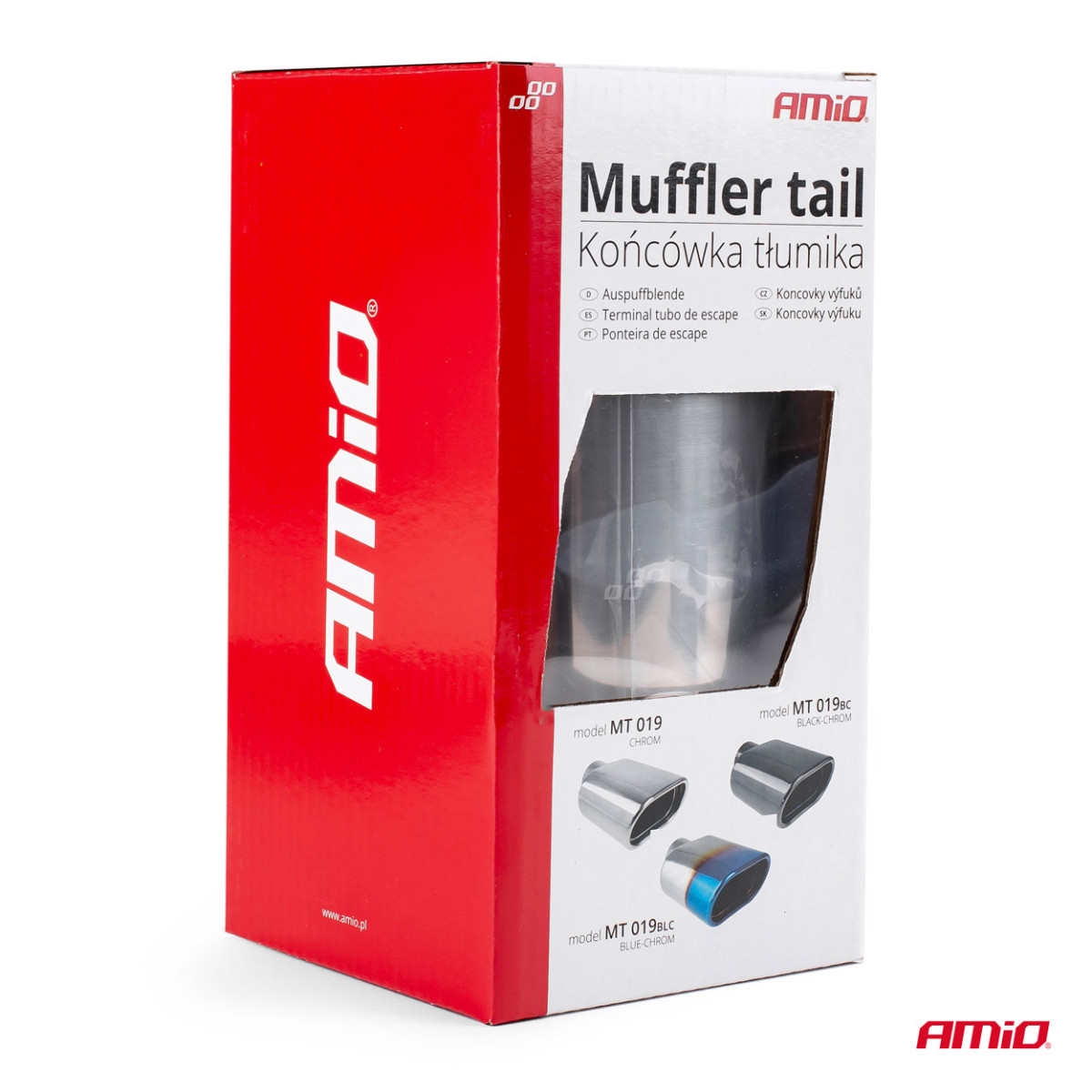 Muffler tip 40–58 mm, stainless steel, chrome-plated, AMIO-02352