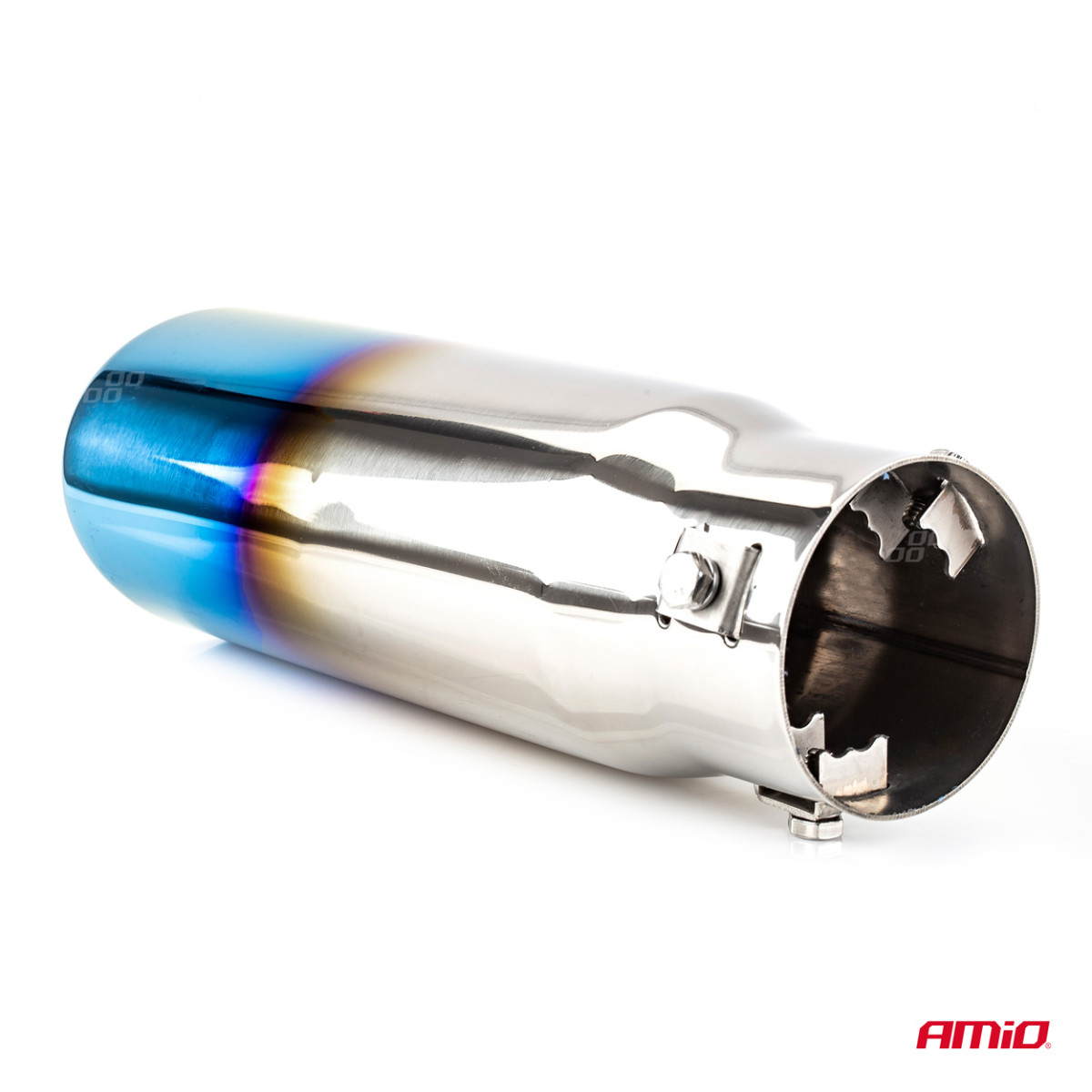 Muffler tip 40-58 mm, stainless steel, burnished metal effect, AMIO-02353