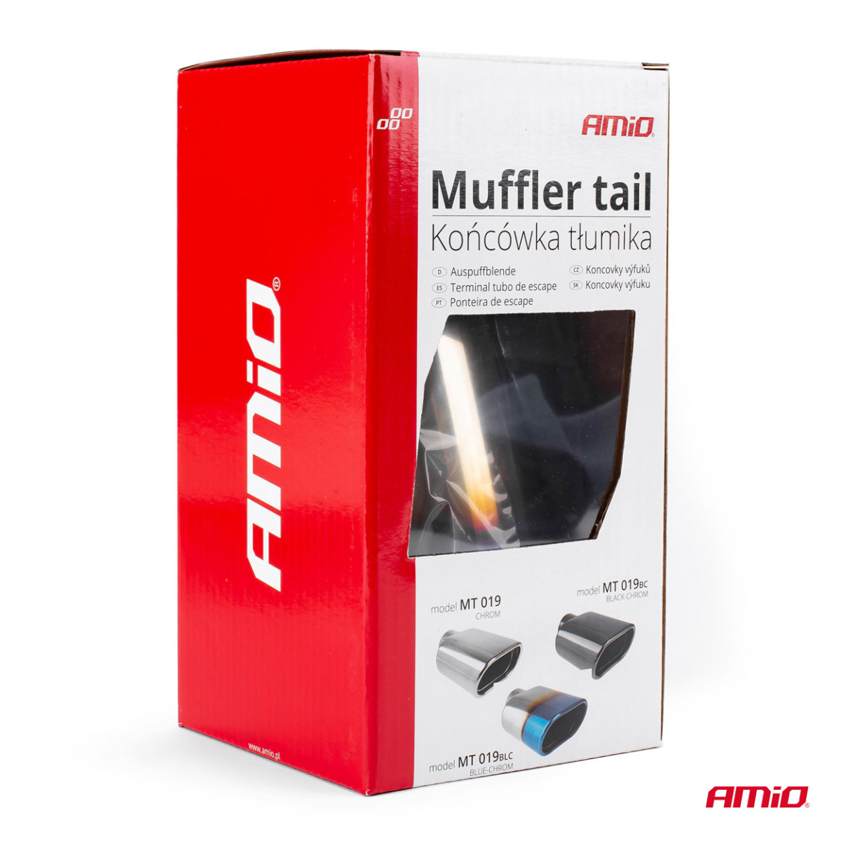 Muffler tip 40-58 mm, stainless steel, burnished metal effect, AMIO-02353