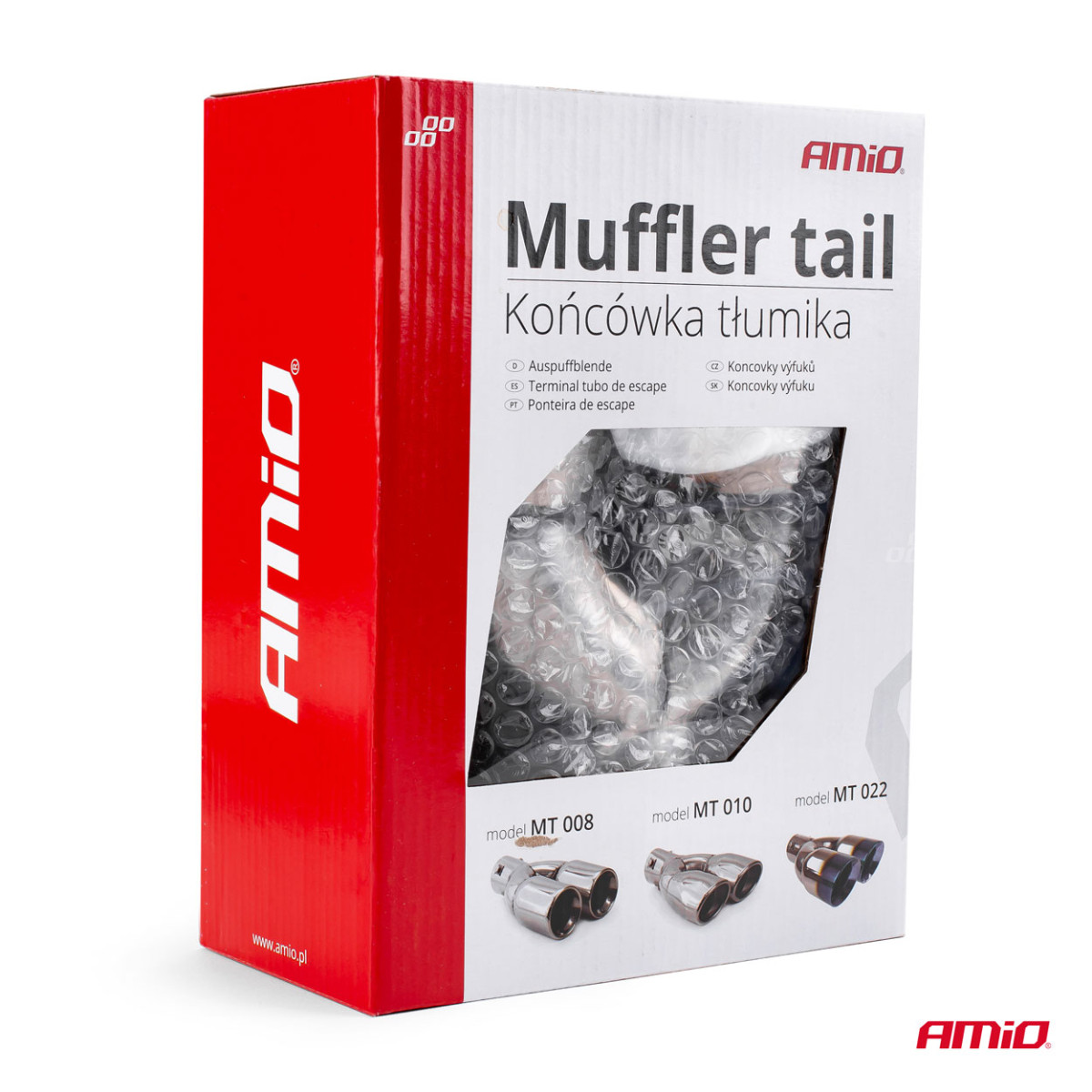 Muffler tip 32-52 mm, stainless steel, chrome plated, AMIO-02646