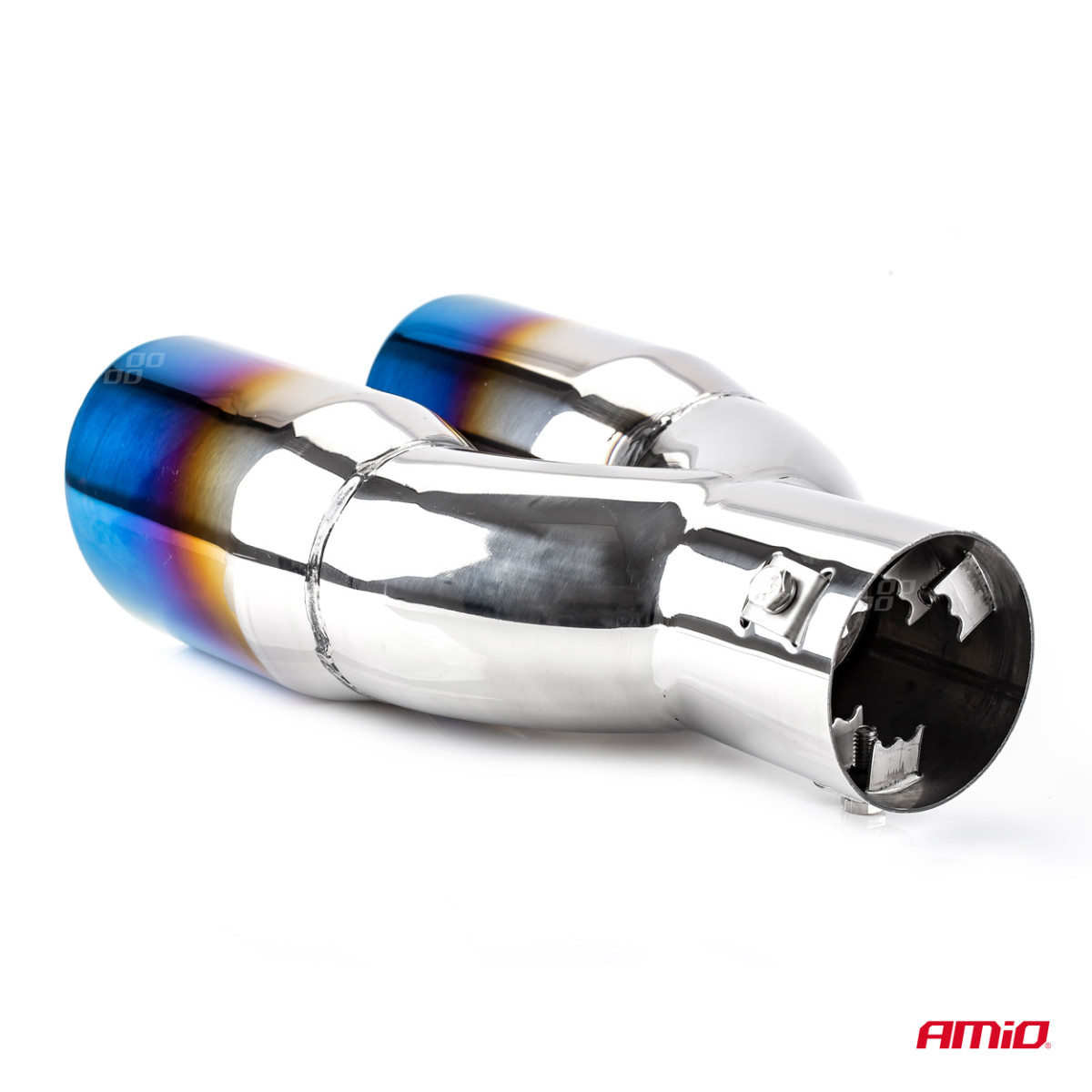 Muffler tip 32-52 mm, stainless steel, burnished metal effect, AMIO-02354