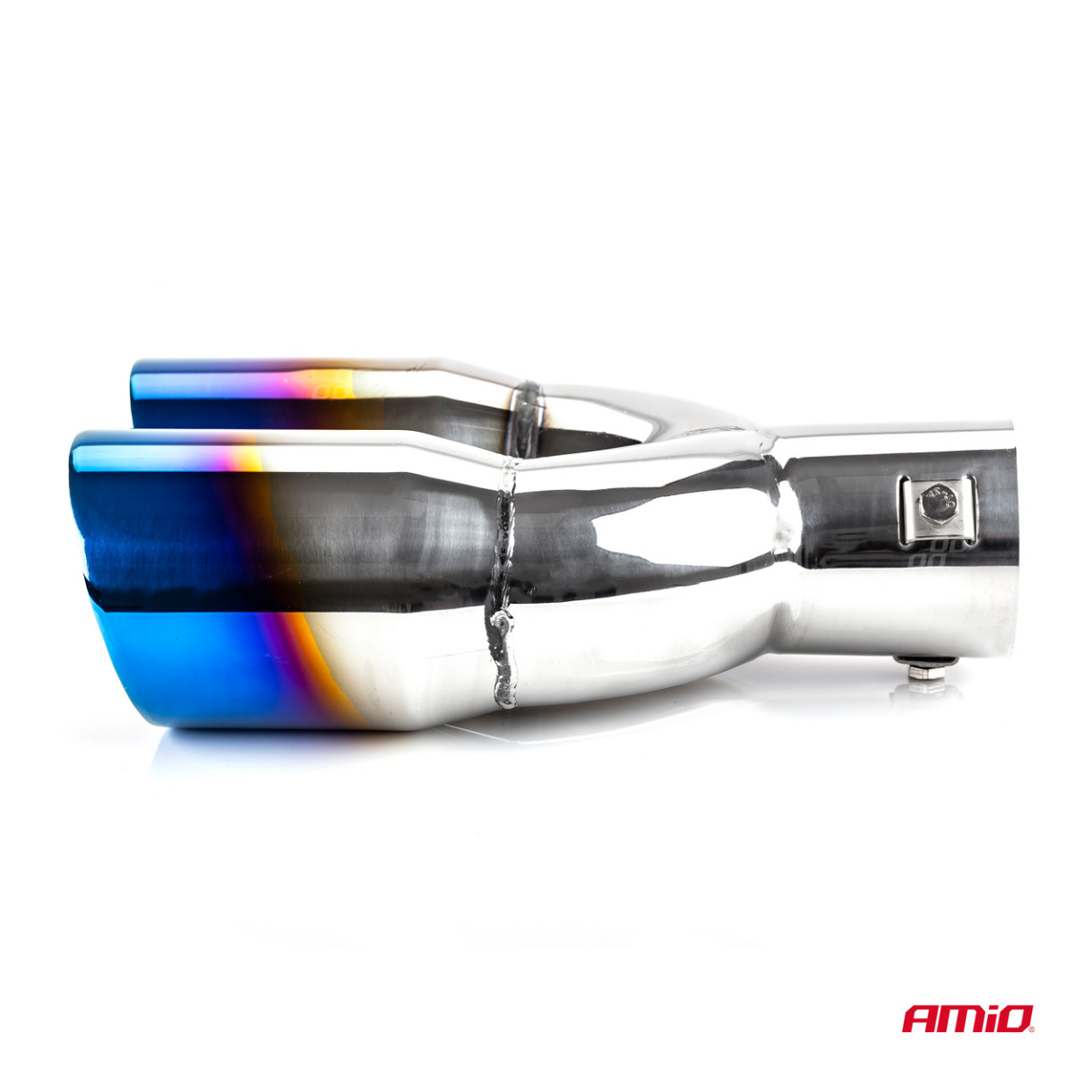 Muffler tip 32-52 mm, stainless steel, burnished metal effect, AMIO-02354