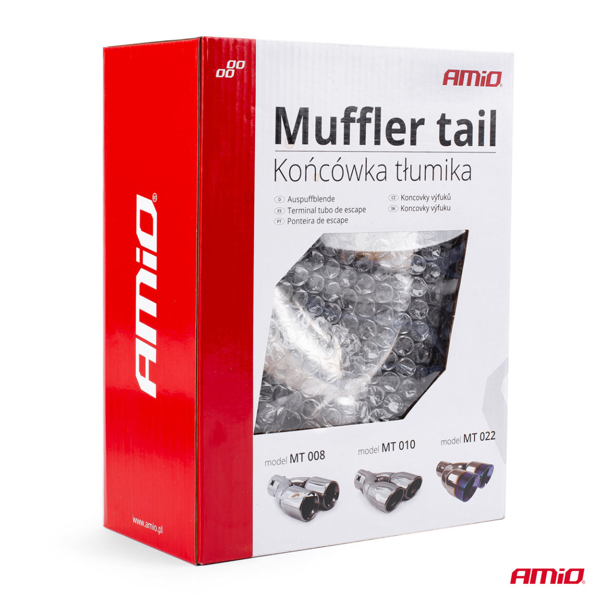 Muffler tip 32-52 mm, stainless steel, burnished metal effect, AMIO-02354