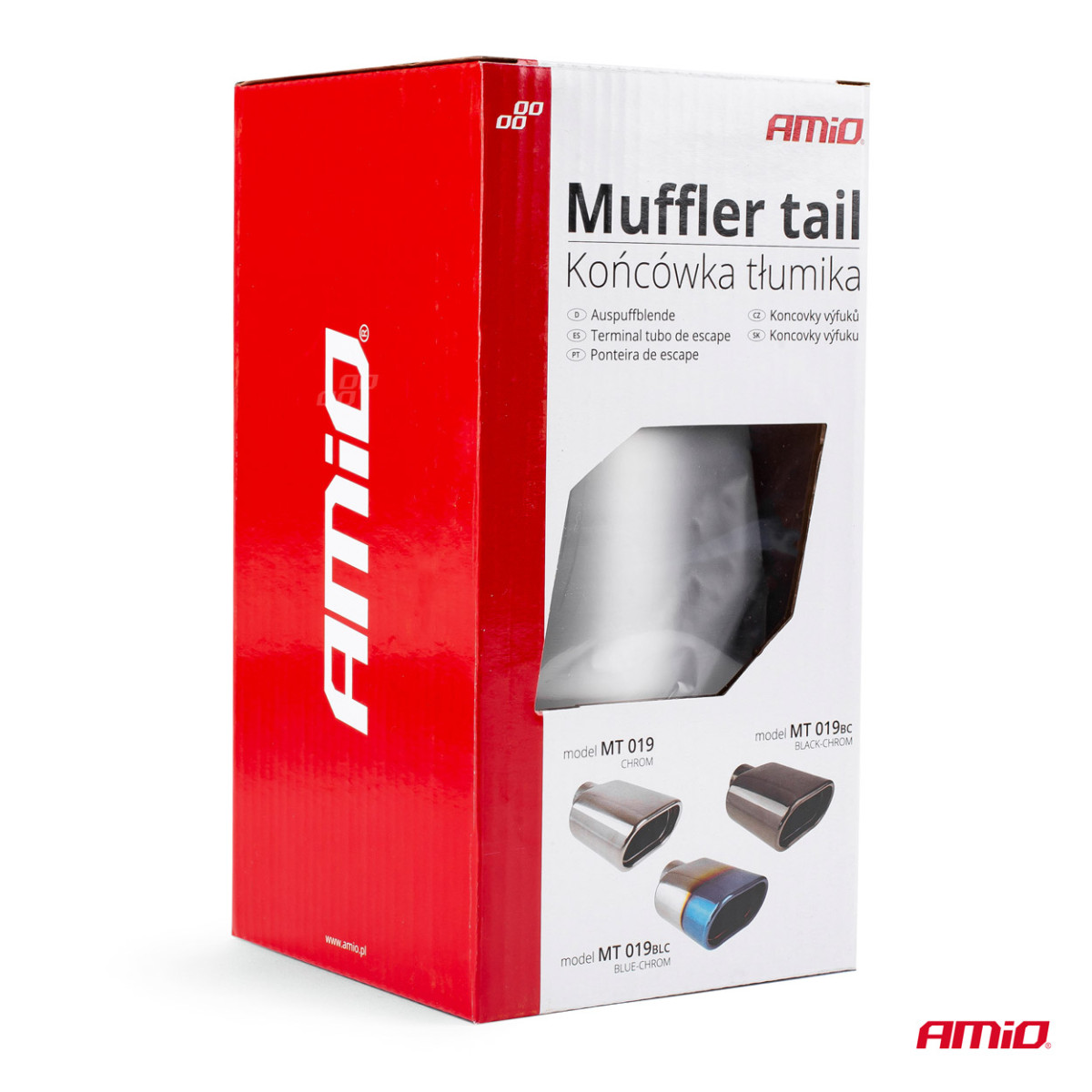 Muffler tip 30-50 mm, stainless steel, chrome plated, AMIO-02355