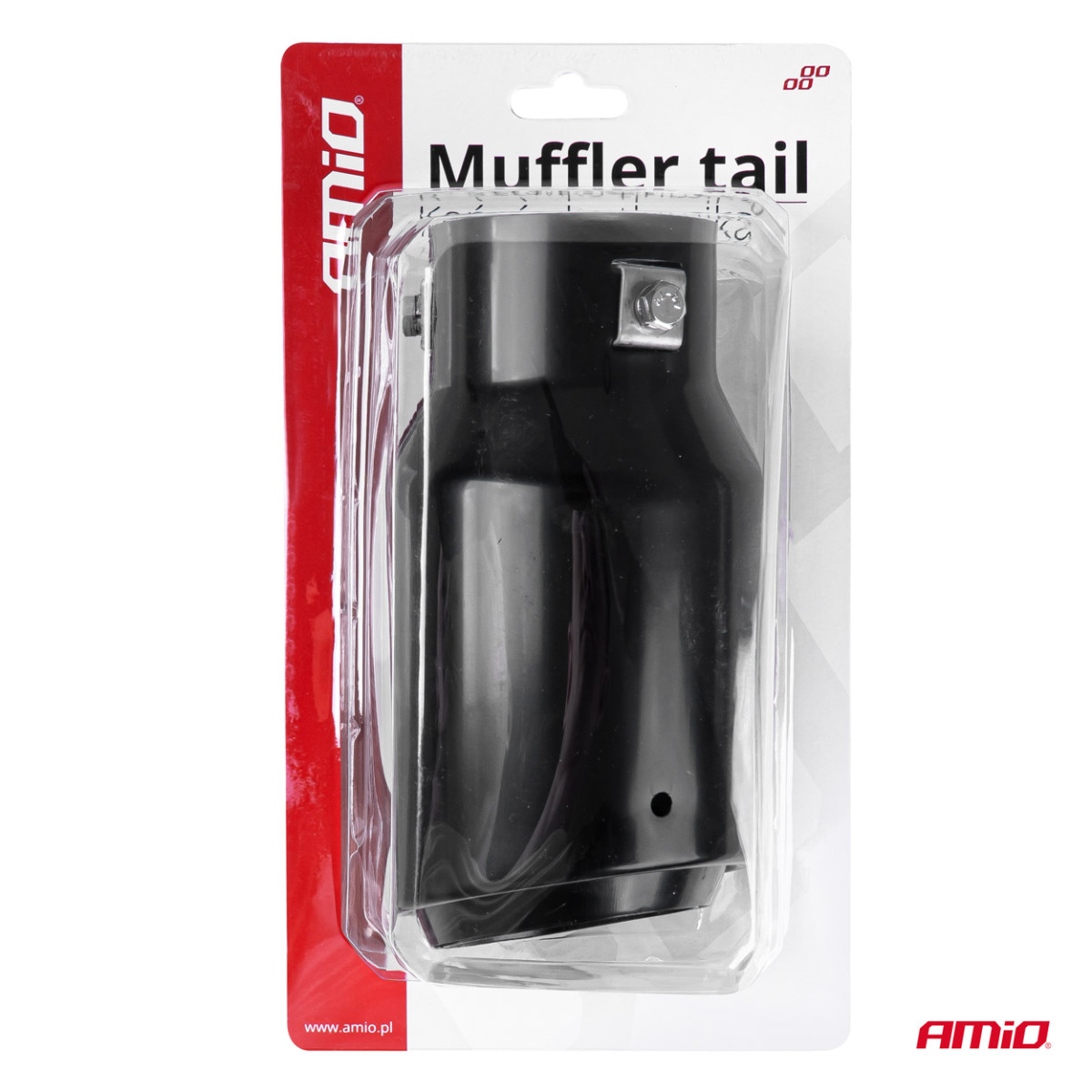 Muffler tip 43-62 mm, stainless steel, black, AMiO-03169