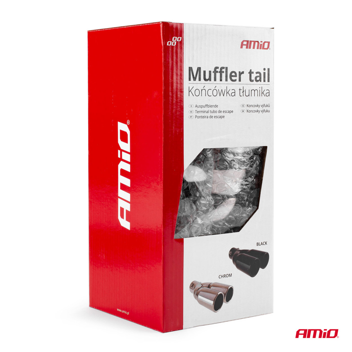 Muffler tip 35-50 mm, stainless steel, chrome plated, AMIO-01304