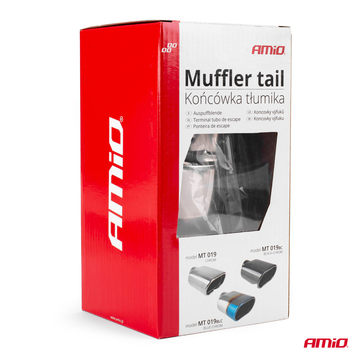 Muffler tip 35-46 mm, stainless steel, chrome plated, AMIO-01305