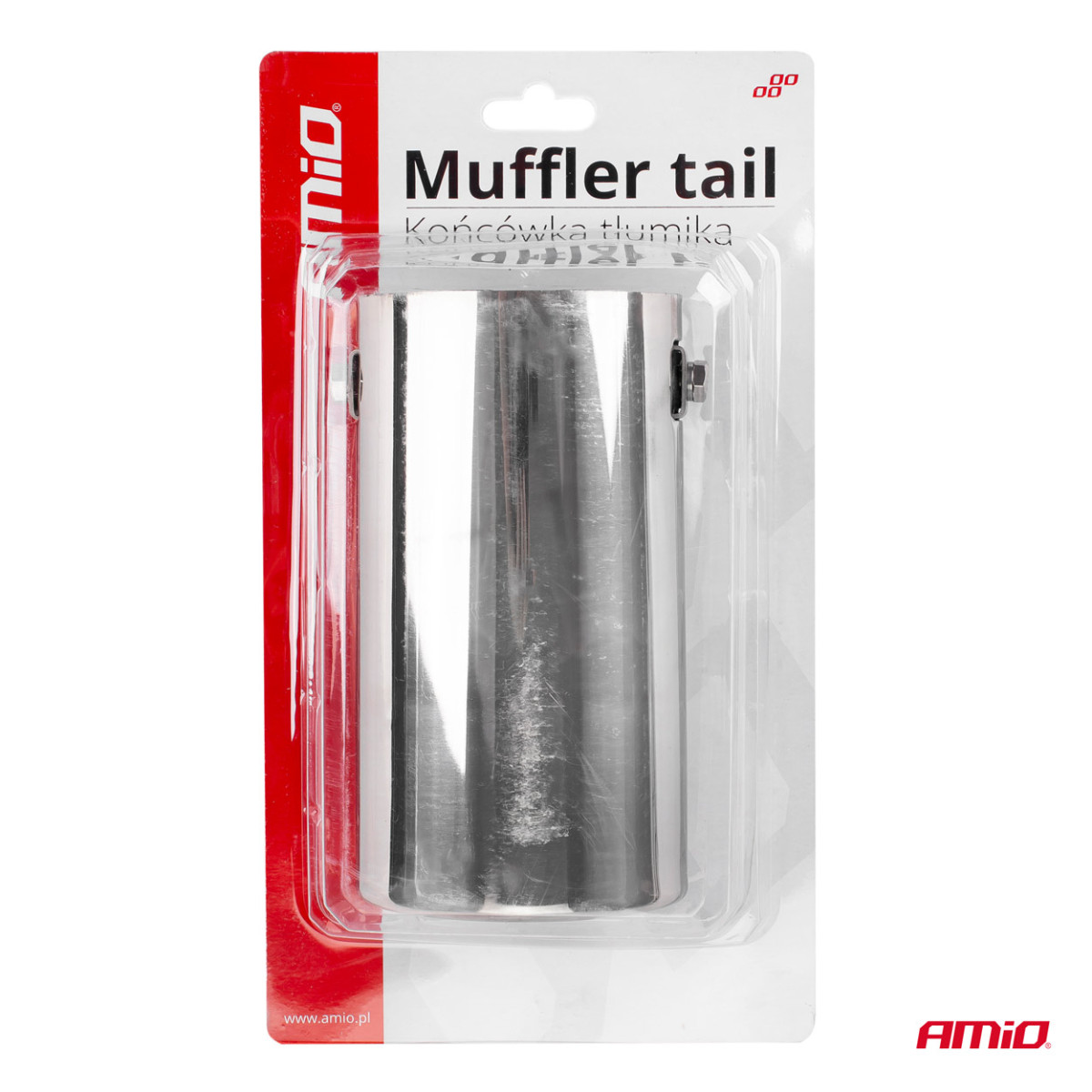 Muffler tip 58-70 mm, stainless steel, chrome plated, AMIO-01306