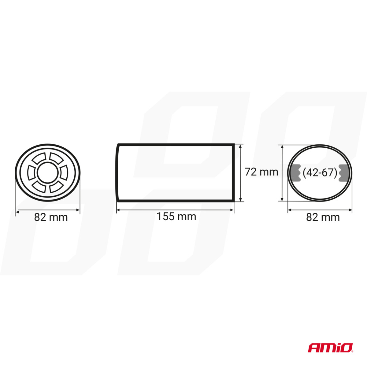 Muffler tip 58-70 mm, stainless steel, chrome plated, AMIO-01306