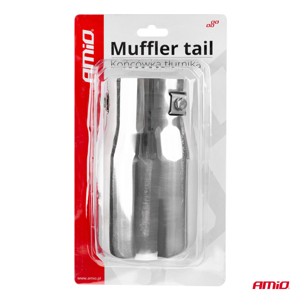 Muffler tip 48-65 mm, stainless steel, chrome plated, AMIO-01307