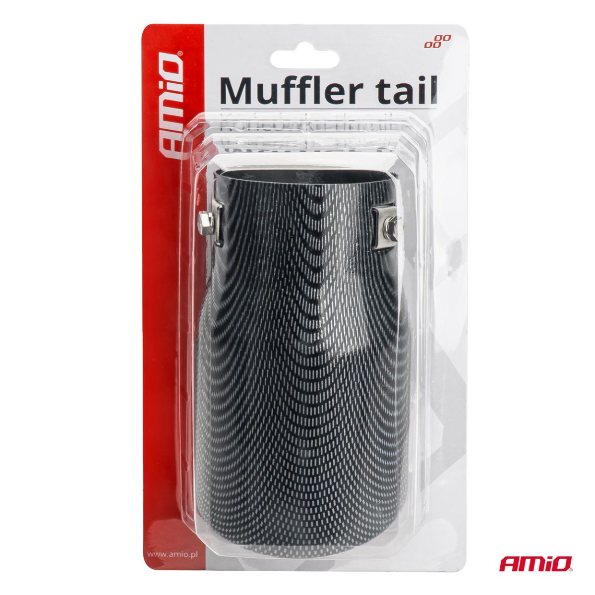 Muffler tip 48-65 mm, stainless steel, Carbon, AMIO-01117