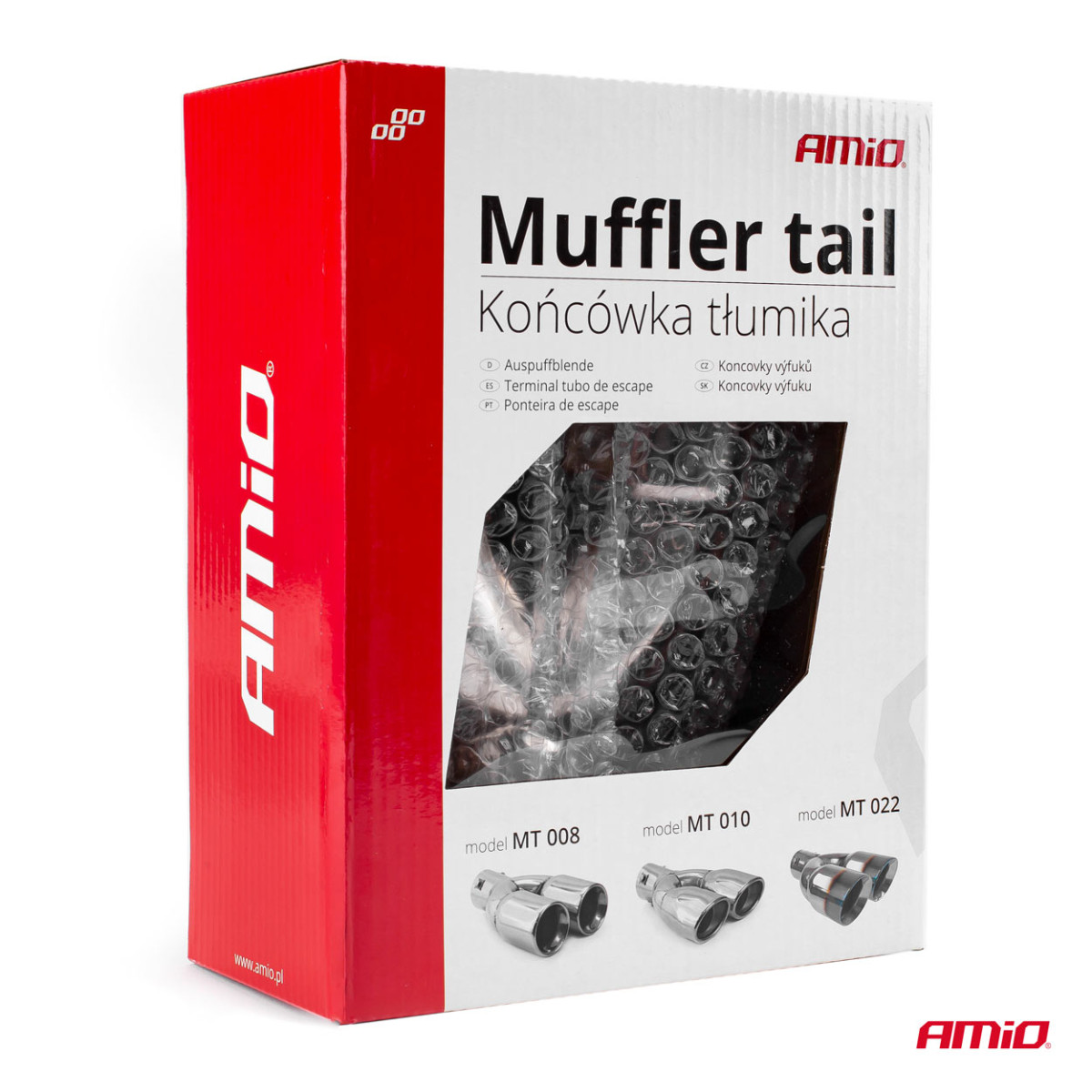 Muffler tip 36-54 mm, stainless steel, chrome plated, AMIO-01308