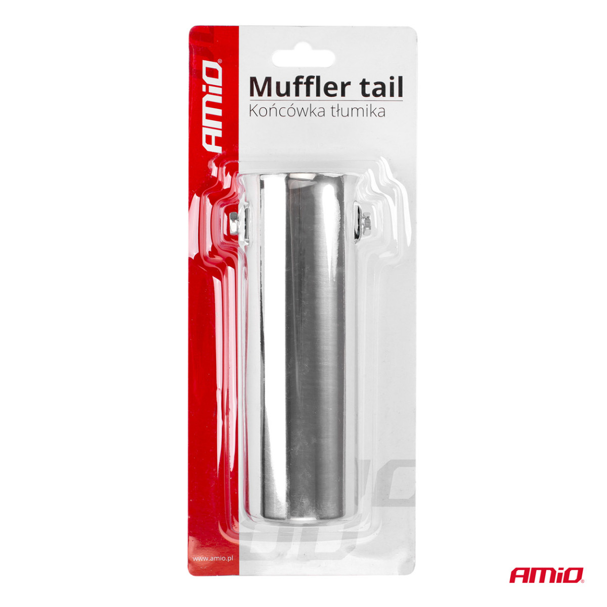 Muffler tip 31-45 mm, stainless steel, chrome plated, AMIO-01309