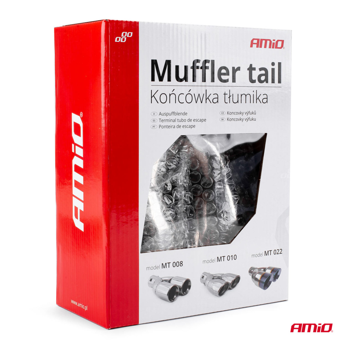 Muffler tip 38-48 mm, stainless steel, chrome plated, AMIO-01310