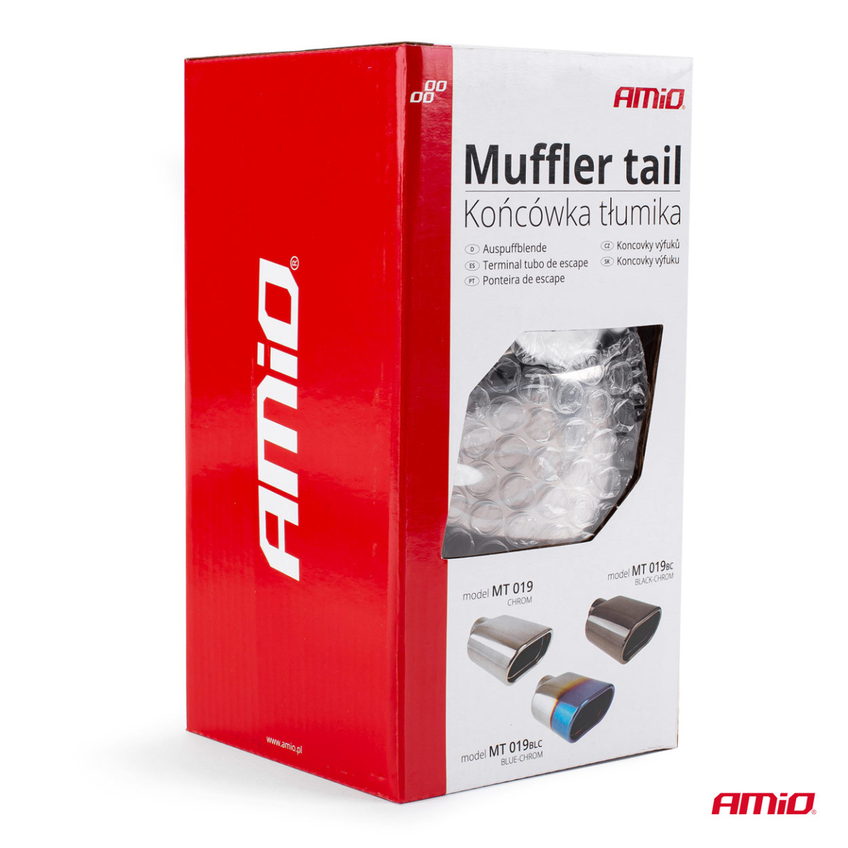 Muffler tip 33-55 mm, stainless steel, chrome plated, AMIO-01314
