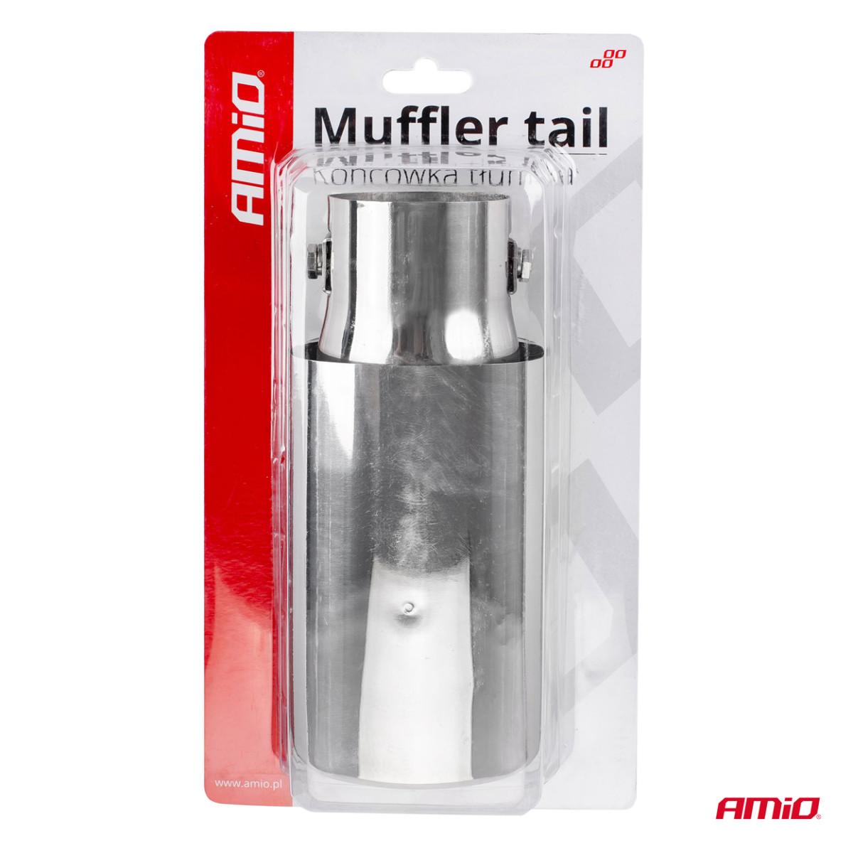 Muffler tip 30-48 mm, stainless steel, chrome plated, AMIO-01315