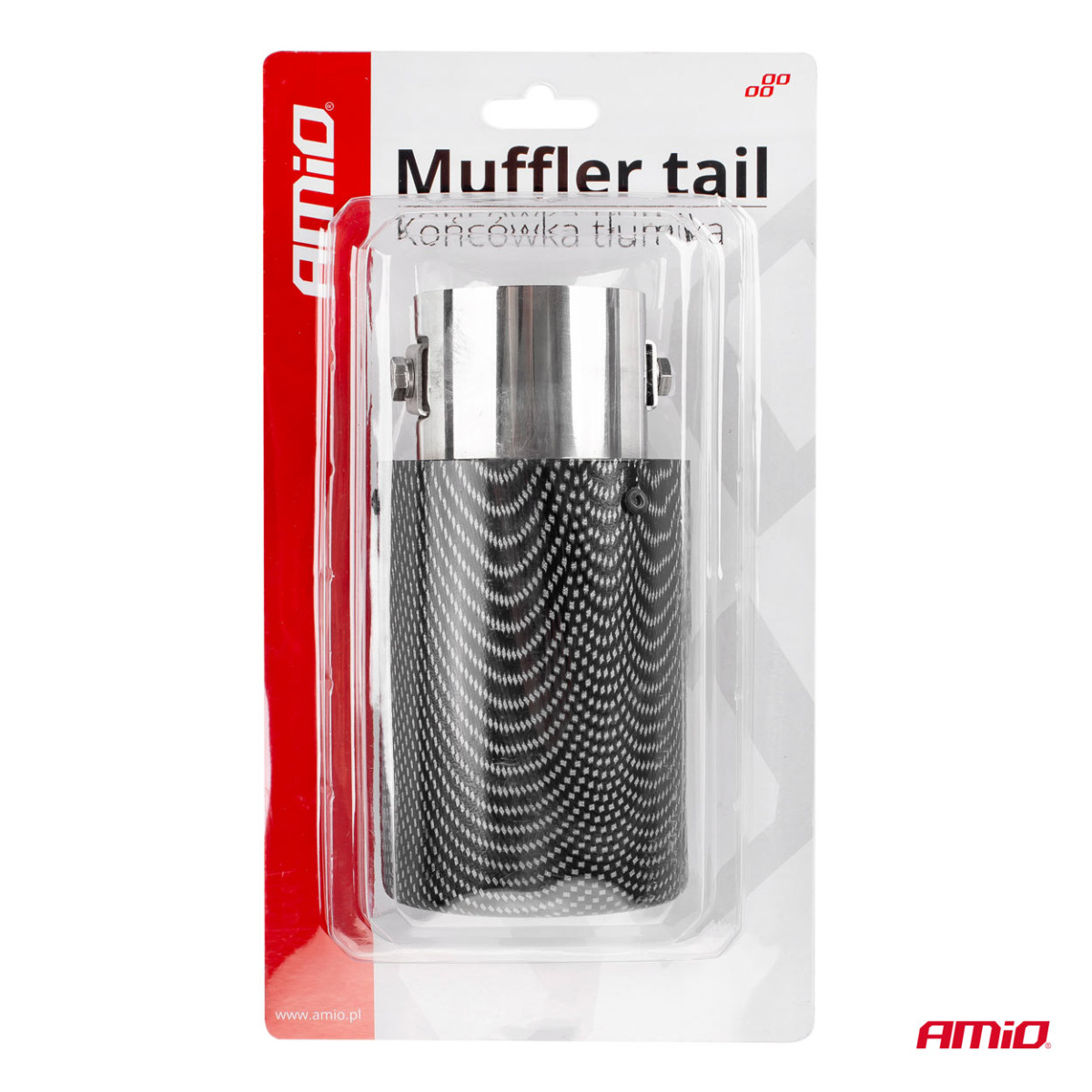 Muffler tip 35-50 mm, stainless steel, carbon, AMIO-01316