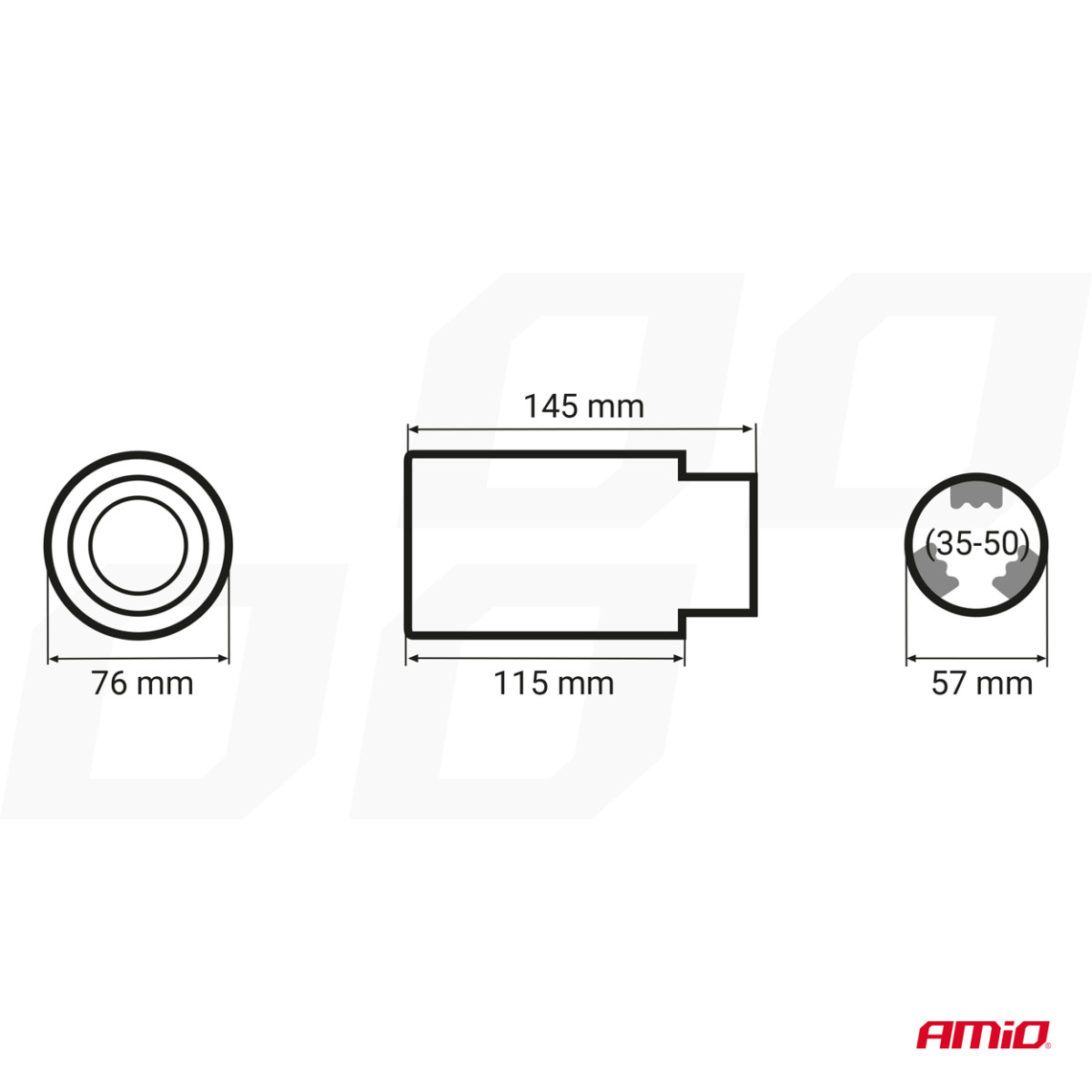 Muffler tip 35-50 mm, stainless steel, carbon, AMIO-01316