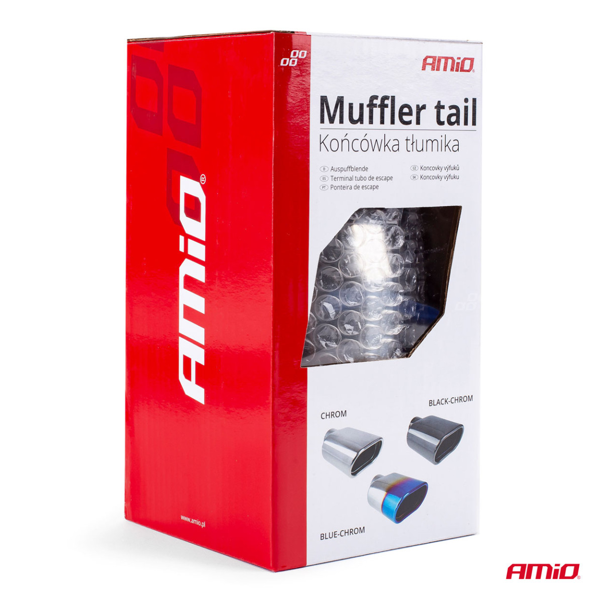 Muffler tip 50-65 mm, stainless steel, chrome plated, AMIO-01318