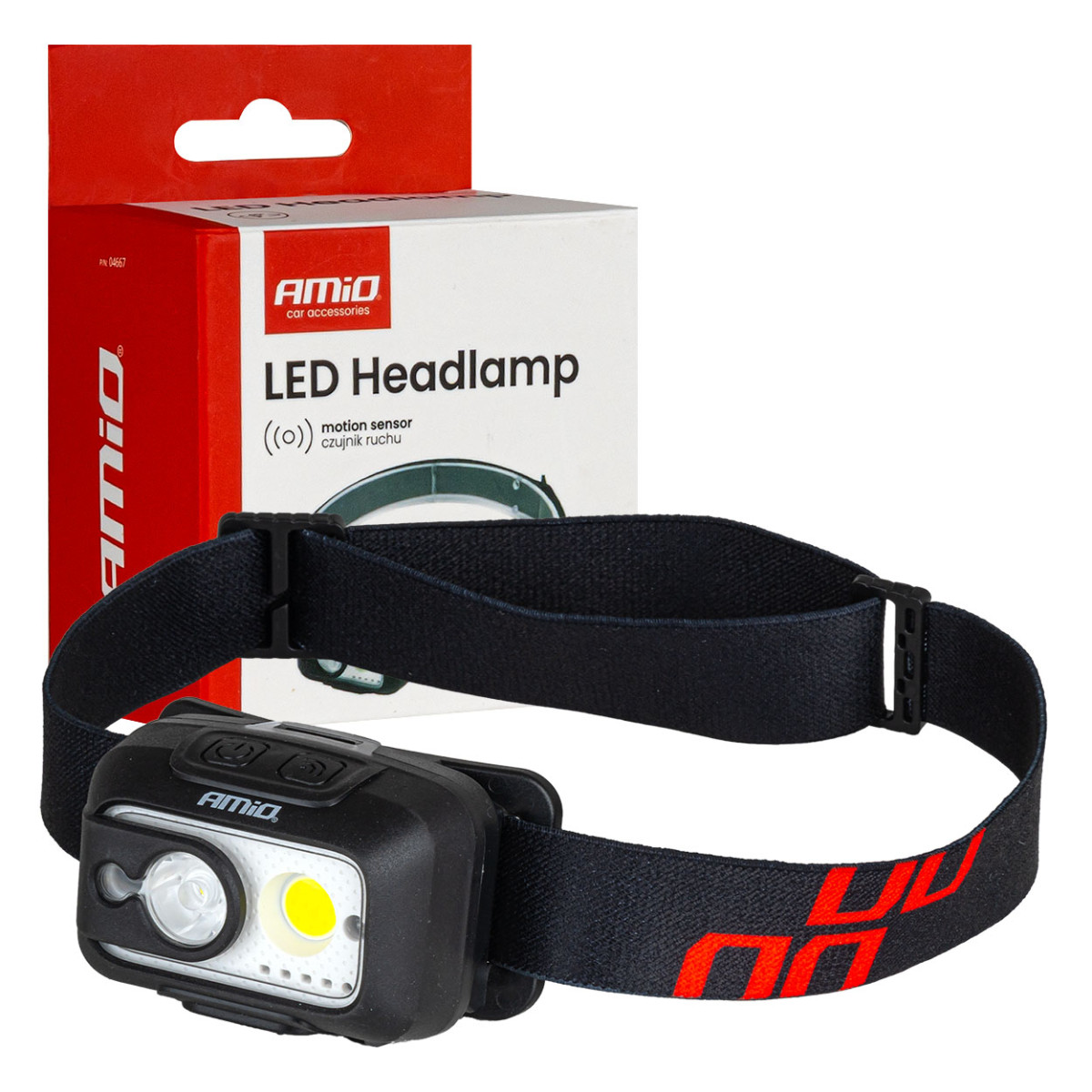 Rechargeable headlamp with motion sensor XPG+COB, 1800 mAh, AMIO-04667