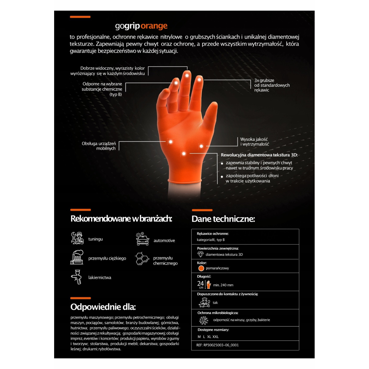 Nitrile gloves GoGrip Orange, size XXL, 50 pcs.
