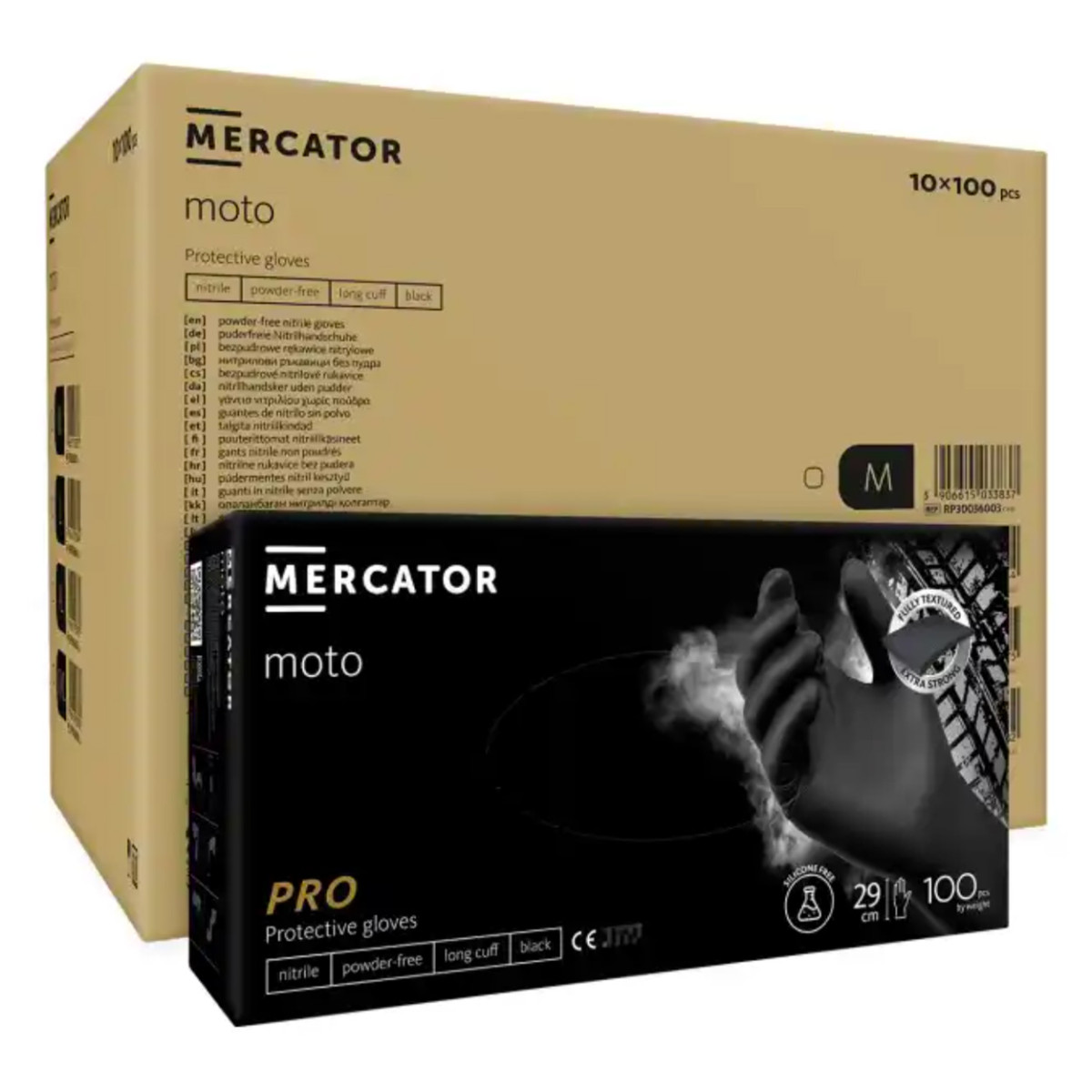 Nitrile gloves MERCATOR MOTO, black, L, 100 pcs.