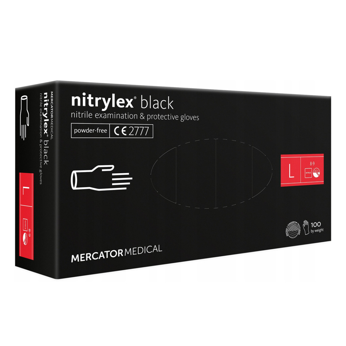 Protective nitrile gloves Nitrylex Black, size L, 100 pcs.