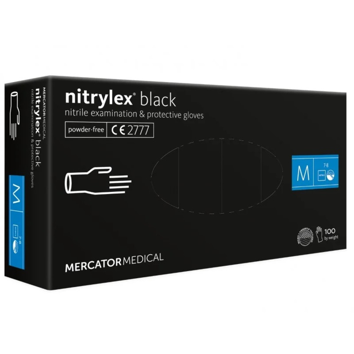 Protective nitrile gloves Nitrylex Black, size M, 100 pcs.