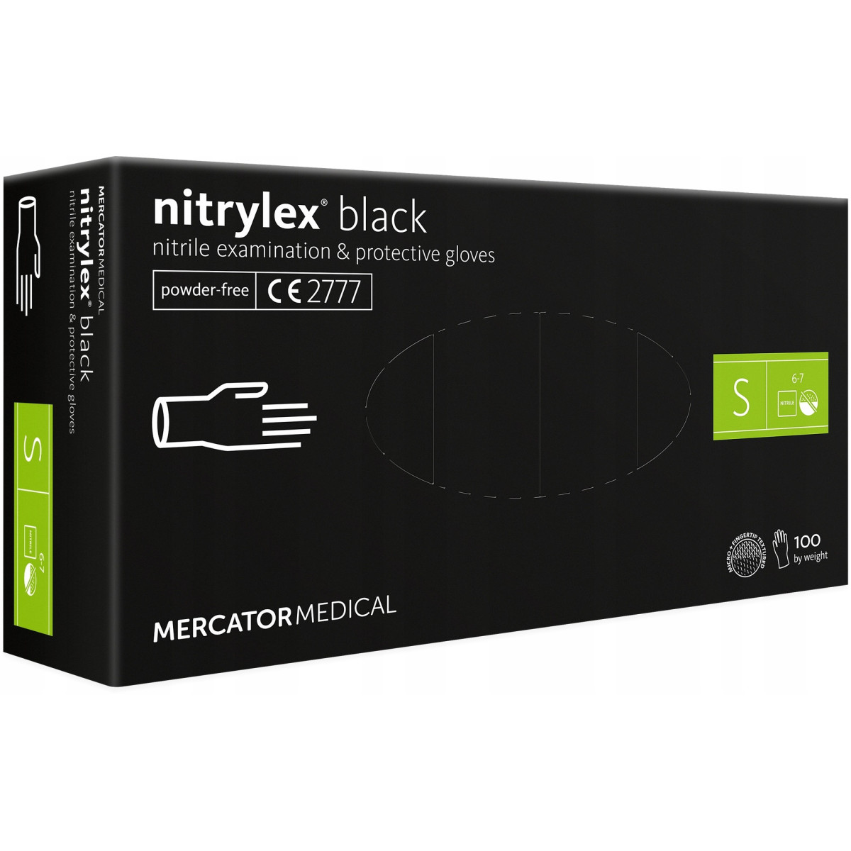 Protective nitrile gloves Nitrylex Black, size S, 100 pcs.