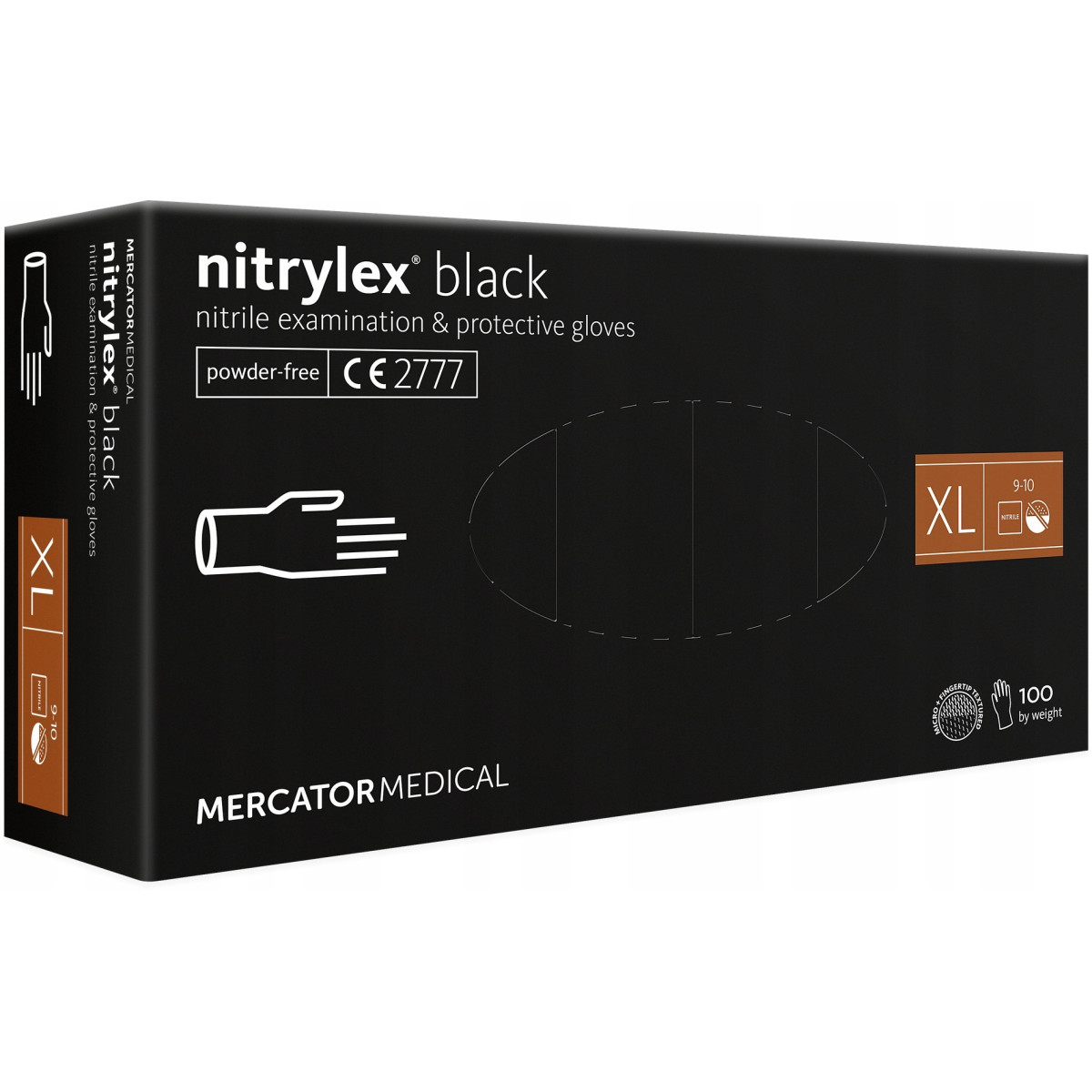 Protective nitrile gloves Nitrylex Black, size XL, 100 pcs.