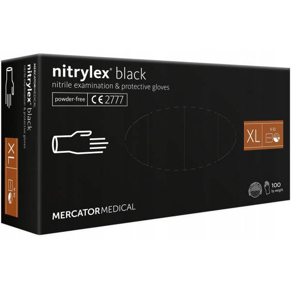 Protective nitrile gloves Nitrylex Black, size XL, 100 pcs.