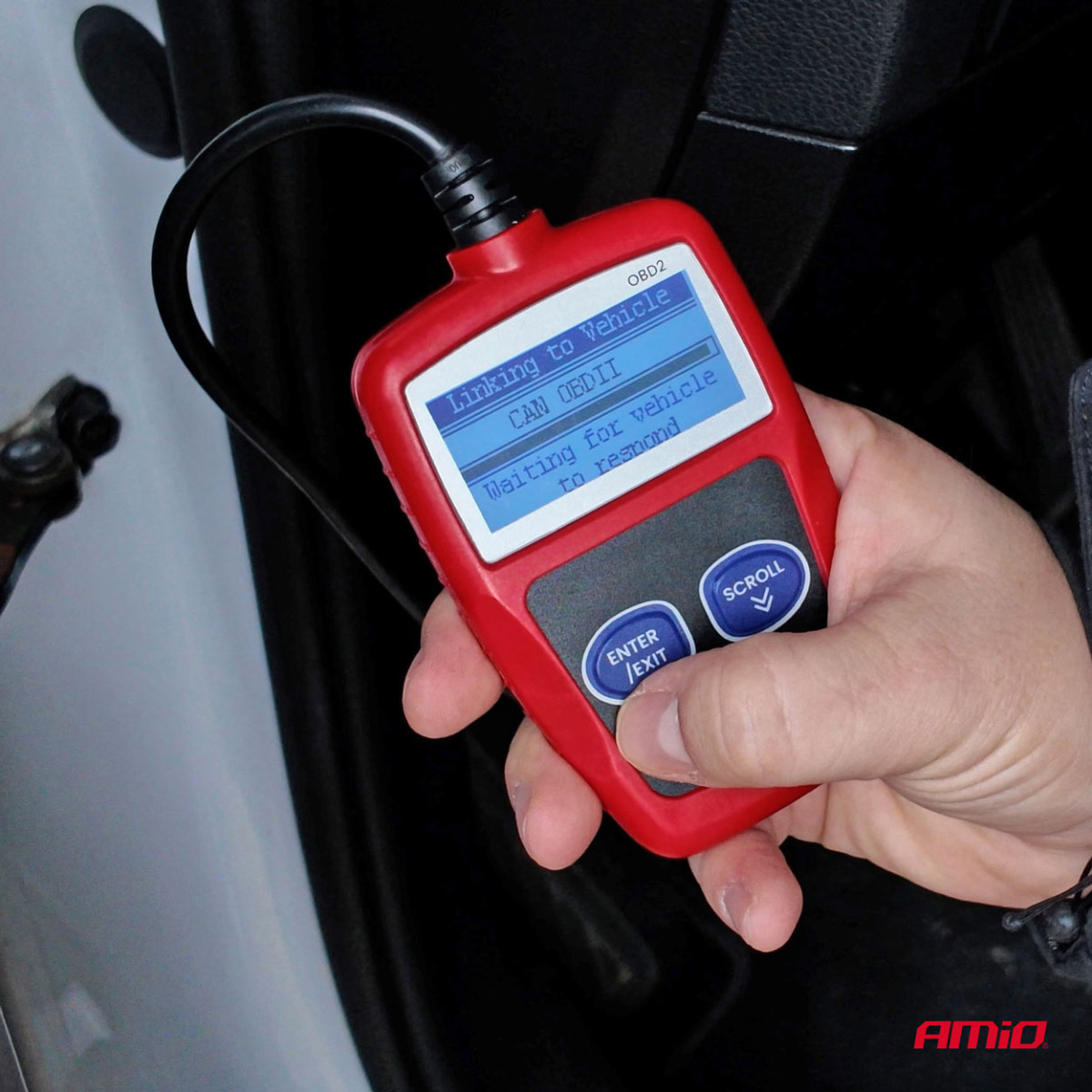 OBD2 diagnostic scanner AMIO-04729, 110.3×69.5×20.2 mm