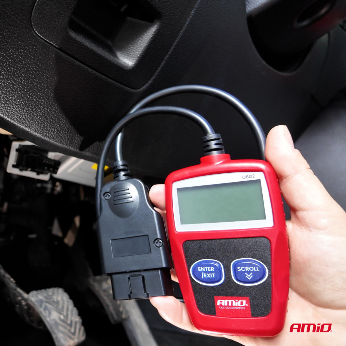 OBD2 diagnostic scanner AMIO-04729, 110.3×69.5×20.2 mm